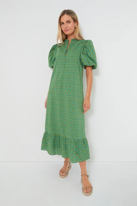 Green Diamond Floral Mimi Midi Dress sold by Tuckernuck