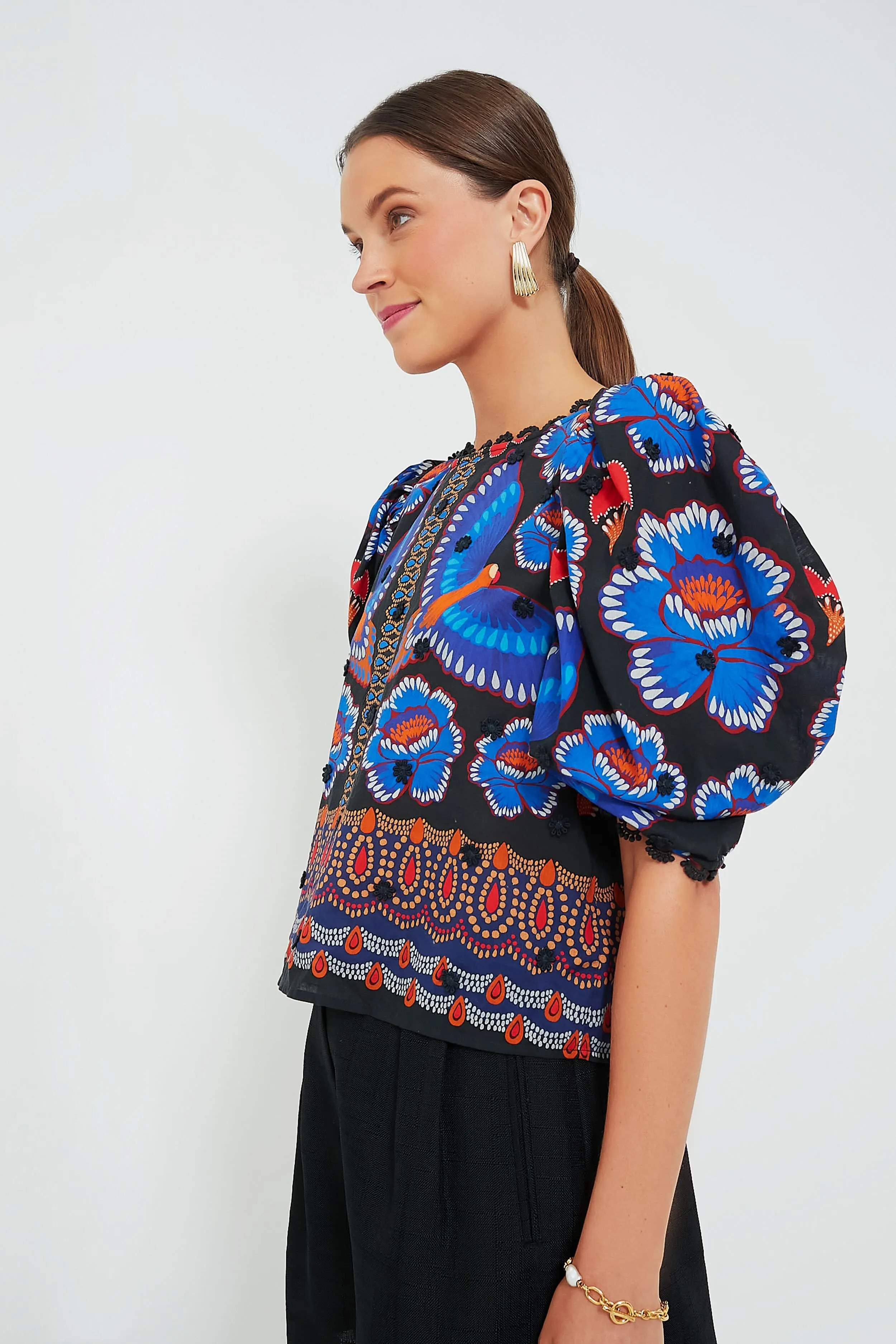 Ainika Sparkle Black Short Sleeve Blouse sold by Tuckernuck product image thumbnail 3