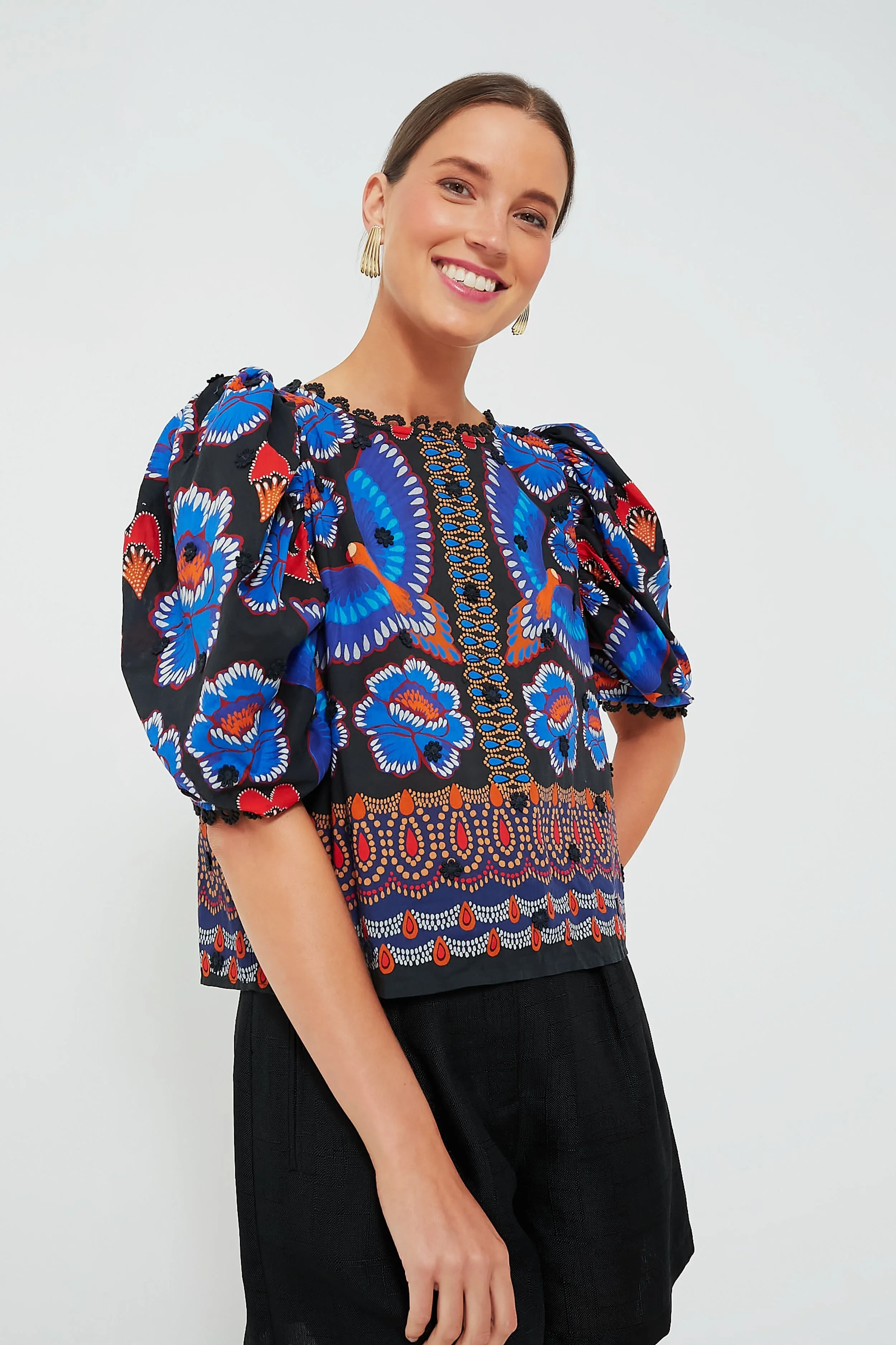 Ainika Sparkle Black Short Sleeve Blouse sold by Tuckernuck