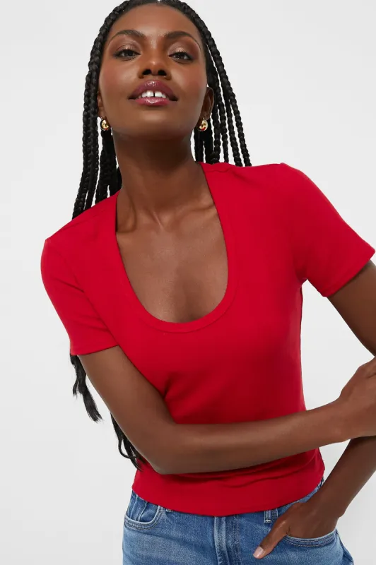 Red Pointelle Bridgette Scoop Neck Tee sold by Tuckernuck