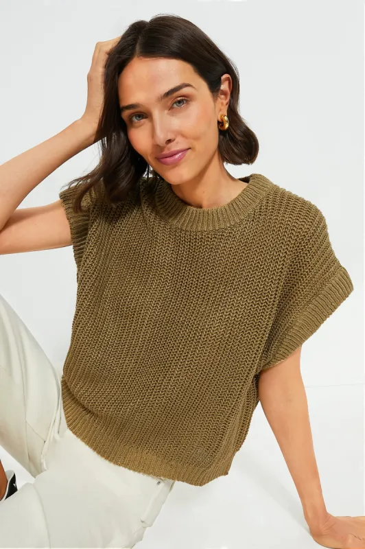 Olive Branch Linen Vest sold by Tuckernuck