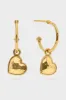 Gold Love Hoop Earrings with Heart Charm sold by Tuckernuck