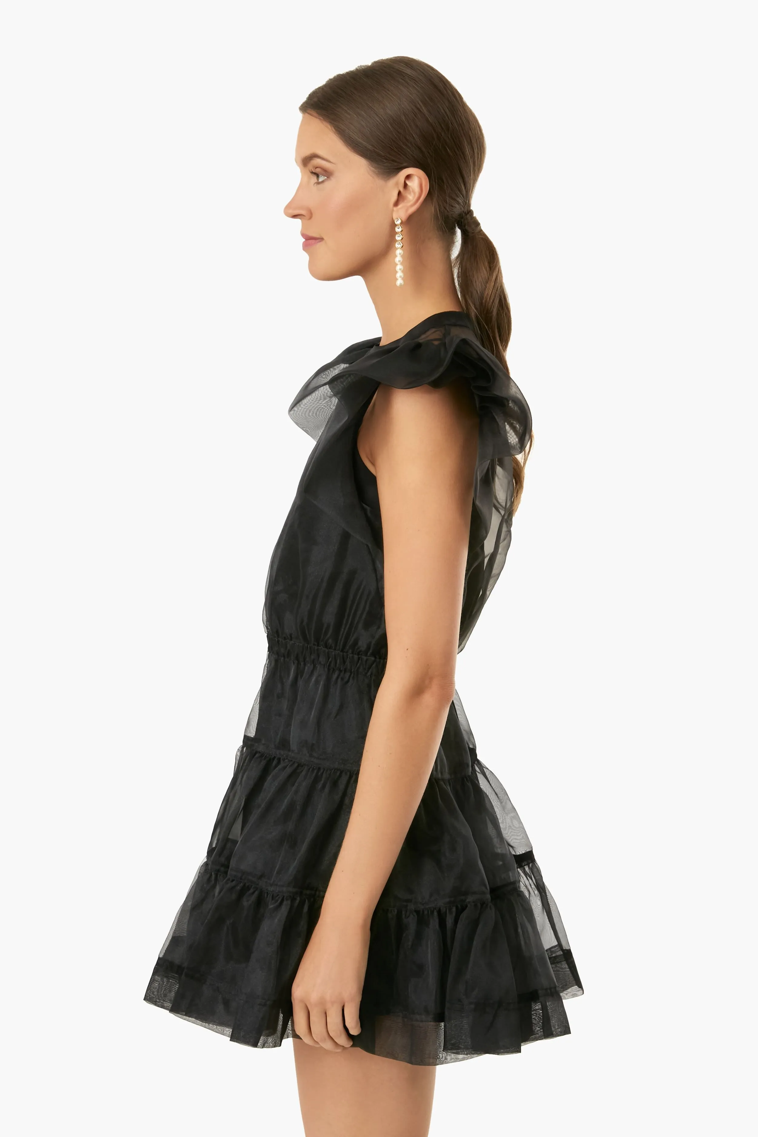 Black Monique Organza Ruffle Sleeve Mini Dress sold by Tuckernuck product image thumbnail 3