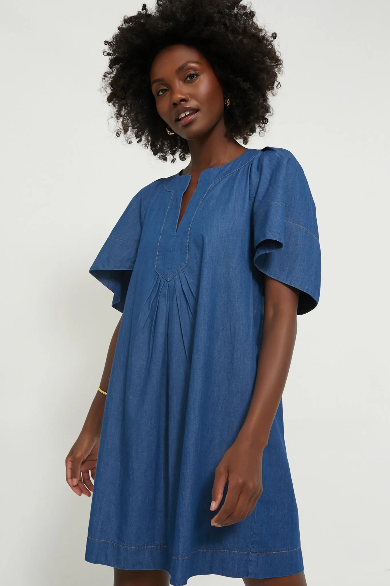 Denim Finley Flutter Sleeve Dress sold by Tuckernuck
