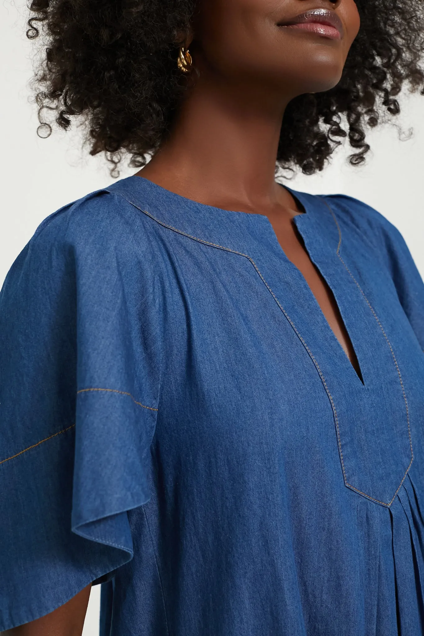 Denim Finley Flutter Sleeve Dress sold by Tuckernuck product image thumbnail 5