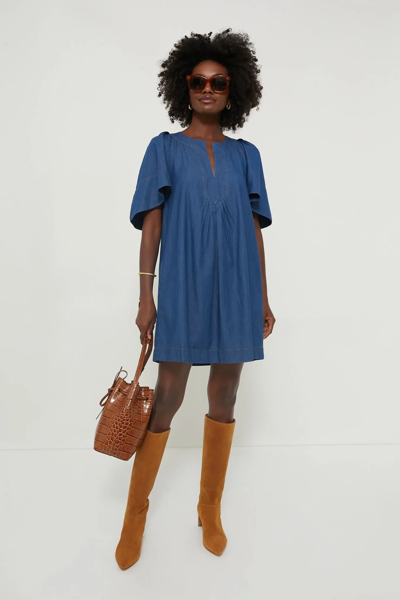 Denim Finley Flutter Sleeve Dress sold by Tuckernuck product image thumbnail 2