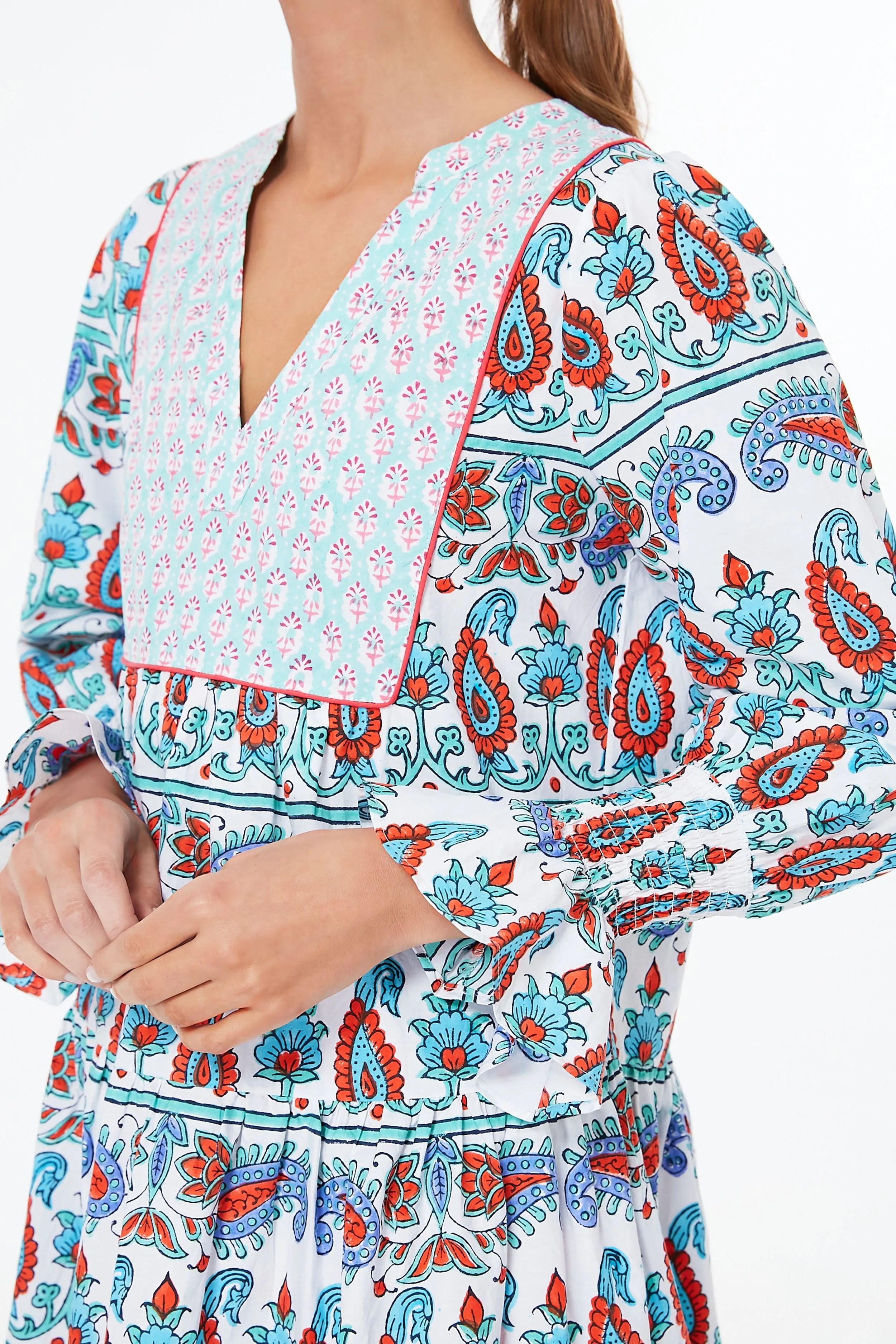 Teal and Seagrass Block Print Kenzo Dress sold by Tuckernuck product image thumbnail 5