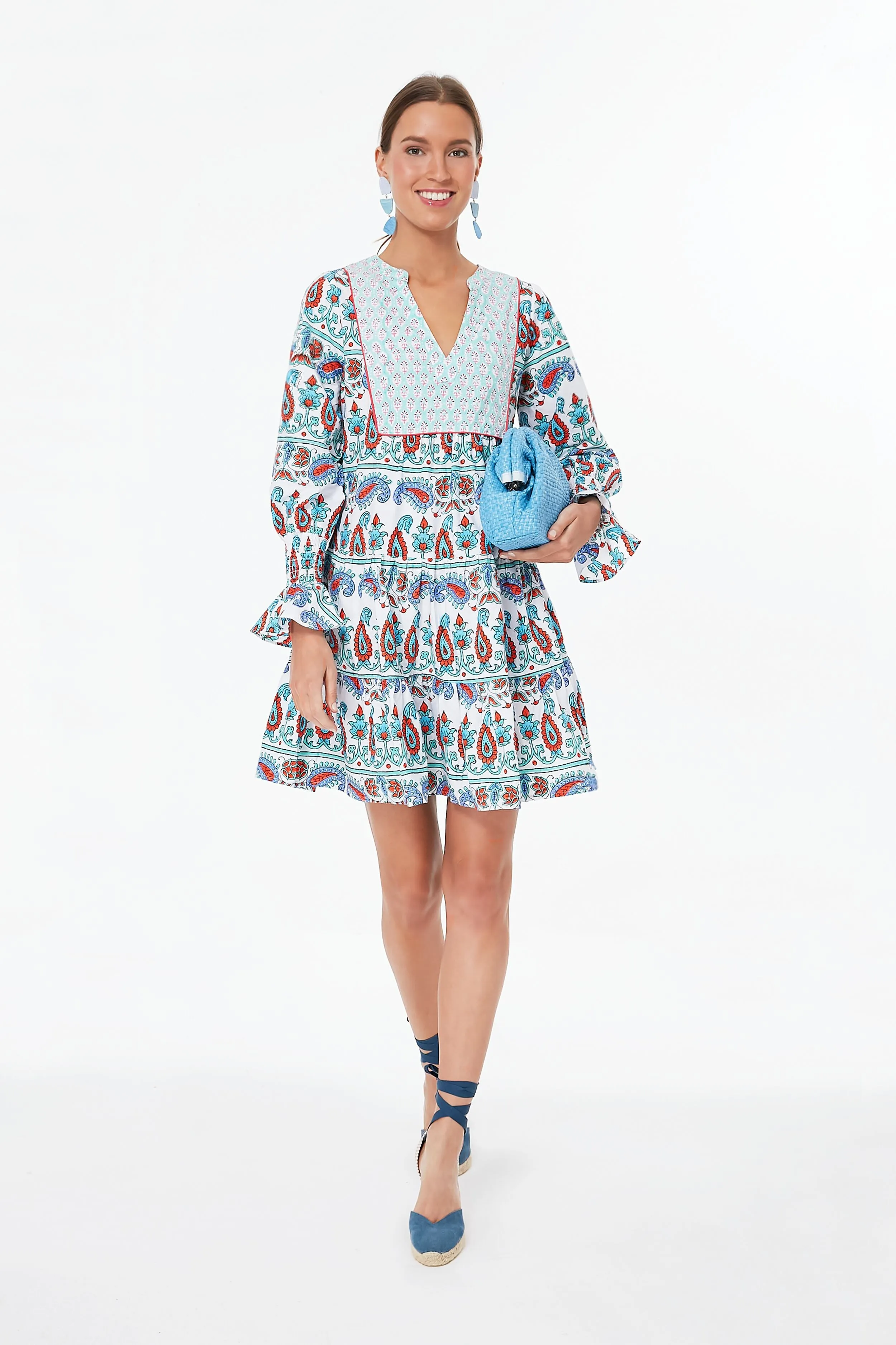 Teal and Seagrass Block Print Kenzo Dress sold by Tuckernuck