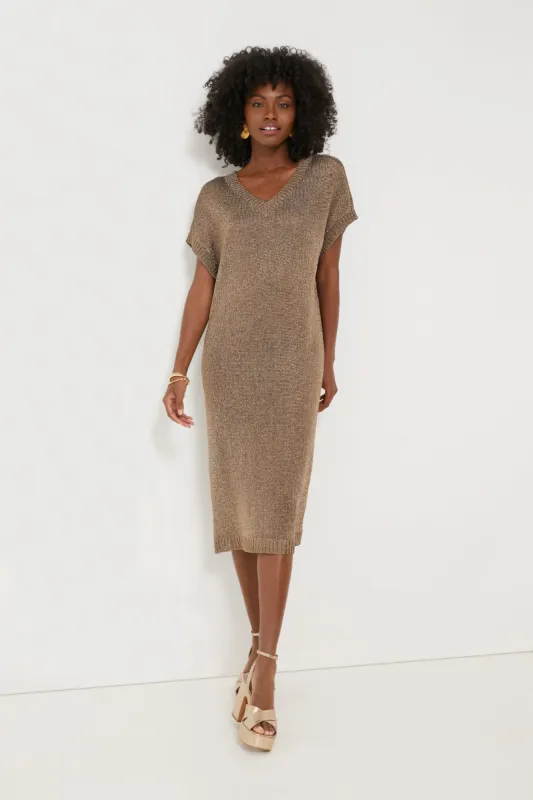 Bronze Metallic Knit Indie Dress made by Tuckernuck