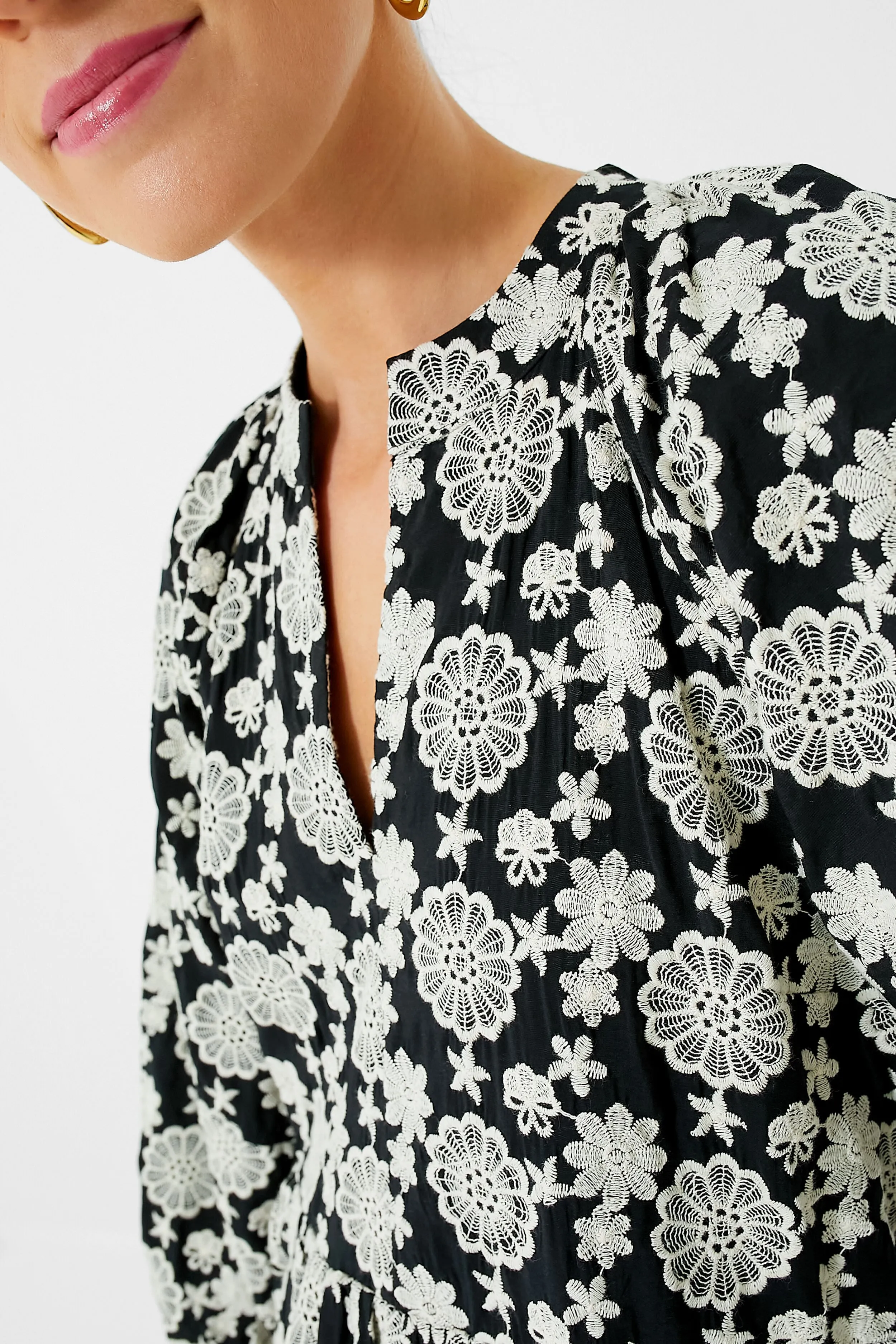 Black & Ivory Eyelet Kathleen Long Sleeve Dress sold by Tuckernuck product image thumbnail 2