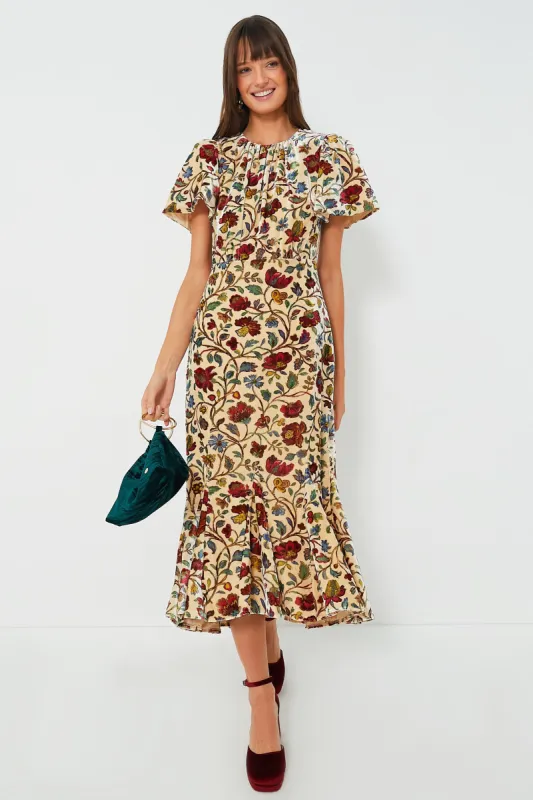 Cream Vichy Rose Arabella Midi Dress sold by Tuckernuck