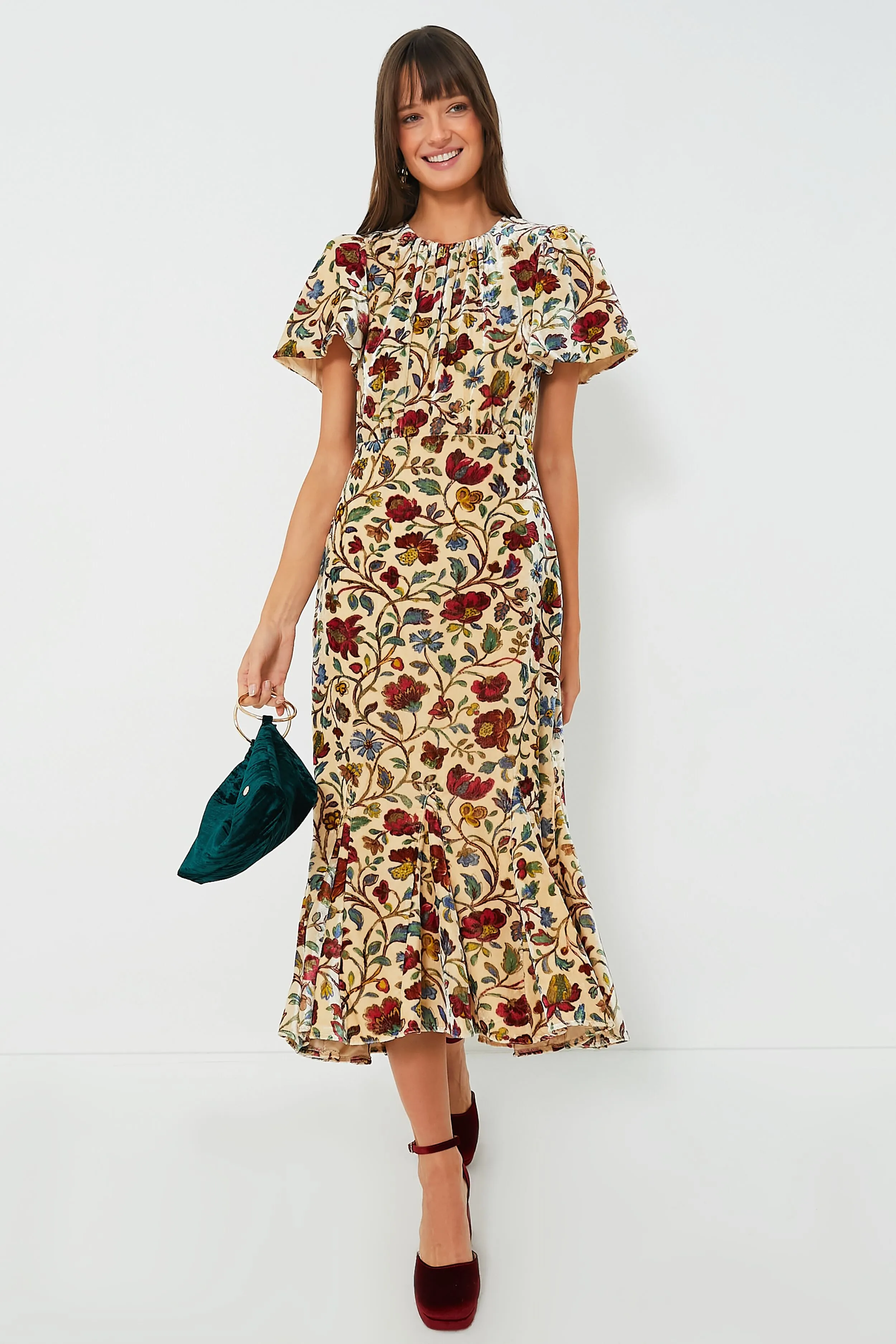 Cream Vichy Rose Arabella Midi Dress sold by Tuckernuck