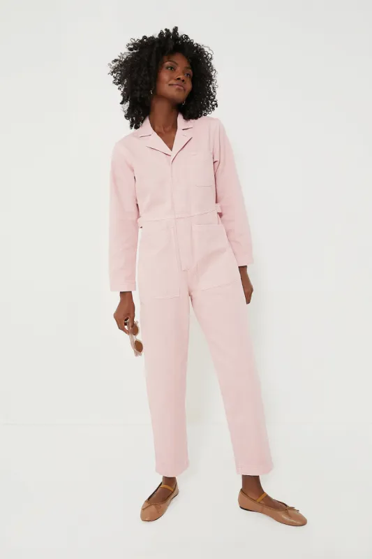 Blush Pink Herringbone Standard Zip Jumpsuit sold by Tuckernuck
