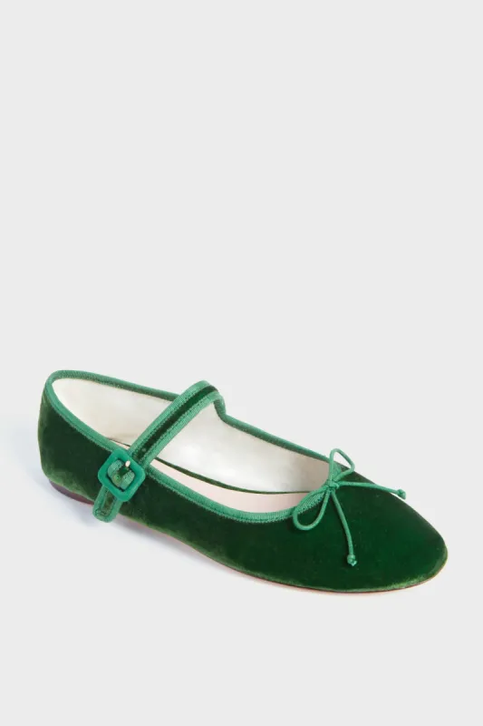 Spruce Velvet Chiara Mary Jane Flats made by Loeffler Randall