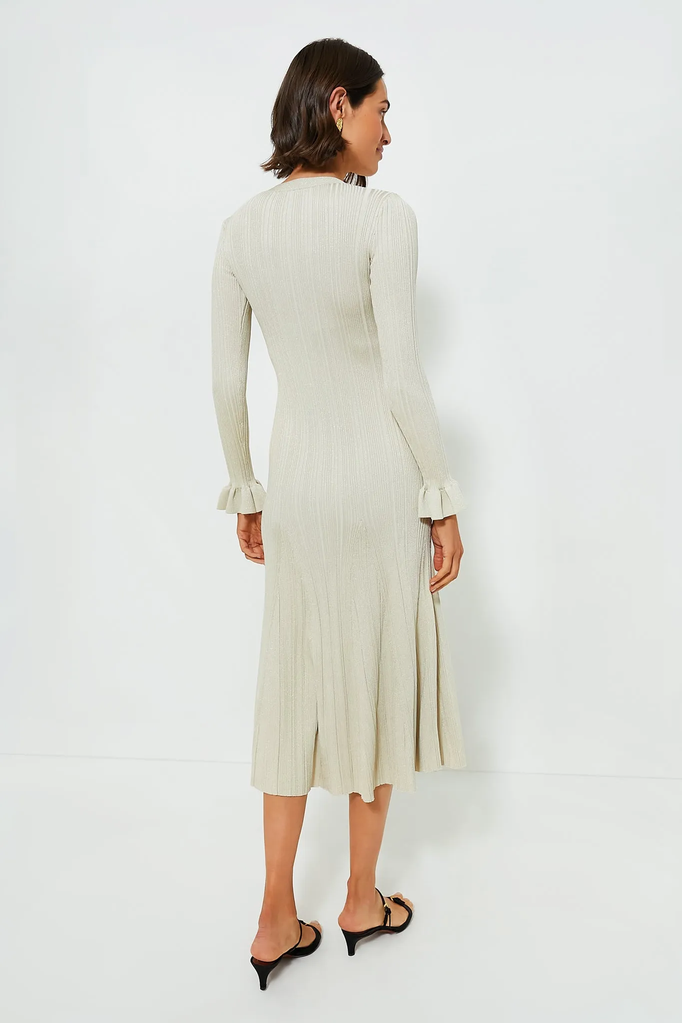 Cream Metallic Ribbed Midi Dress sold by Tuckernuck product image thumbnail 4