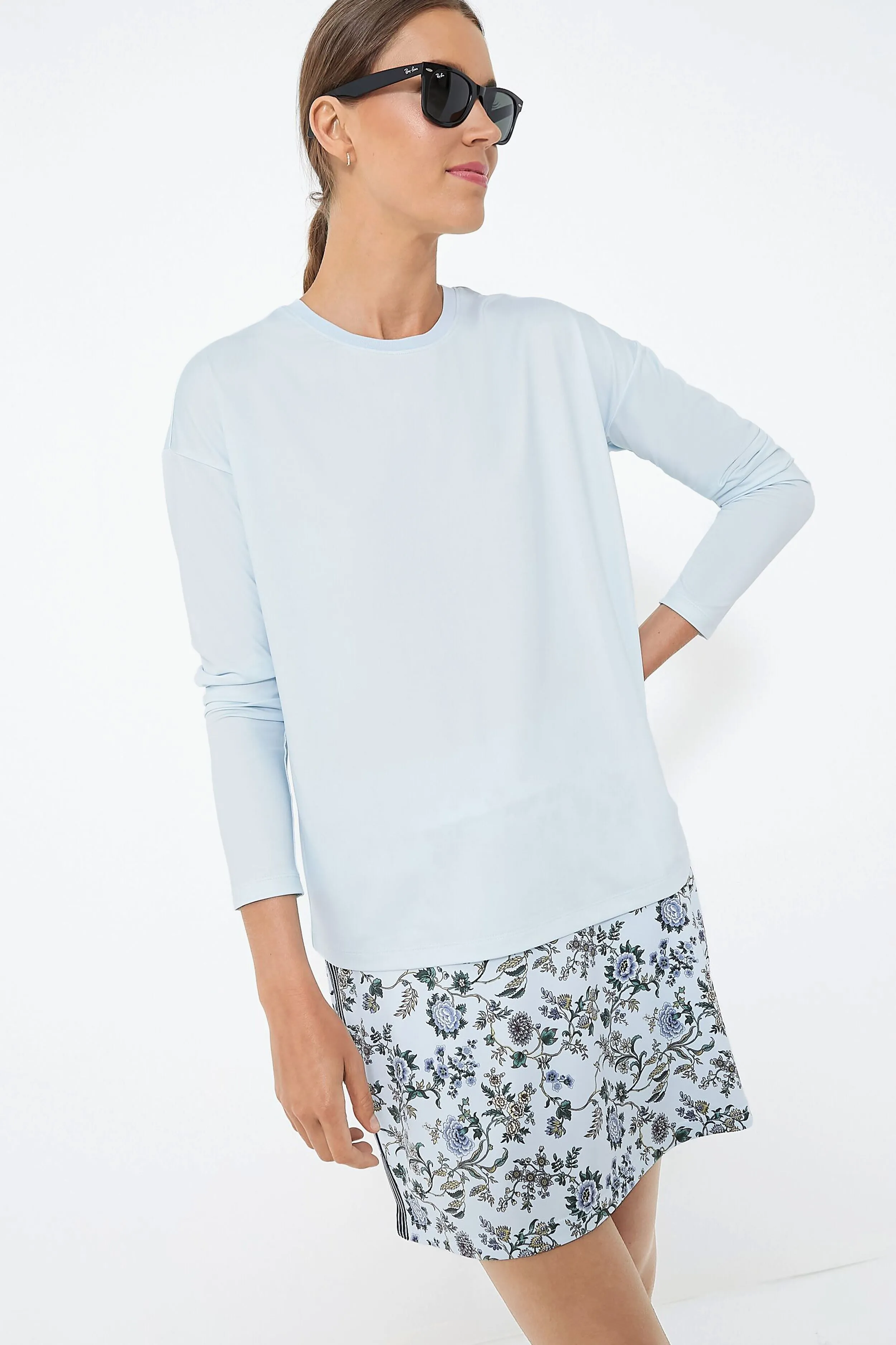 Light Blue Long Sleeve Ryan Boyfriend Tee sold by Tuckernuck