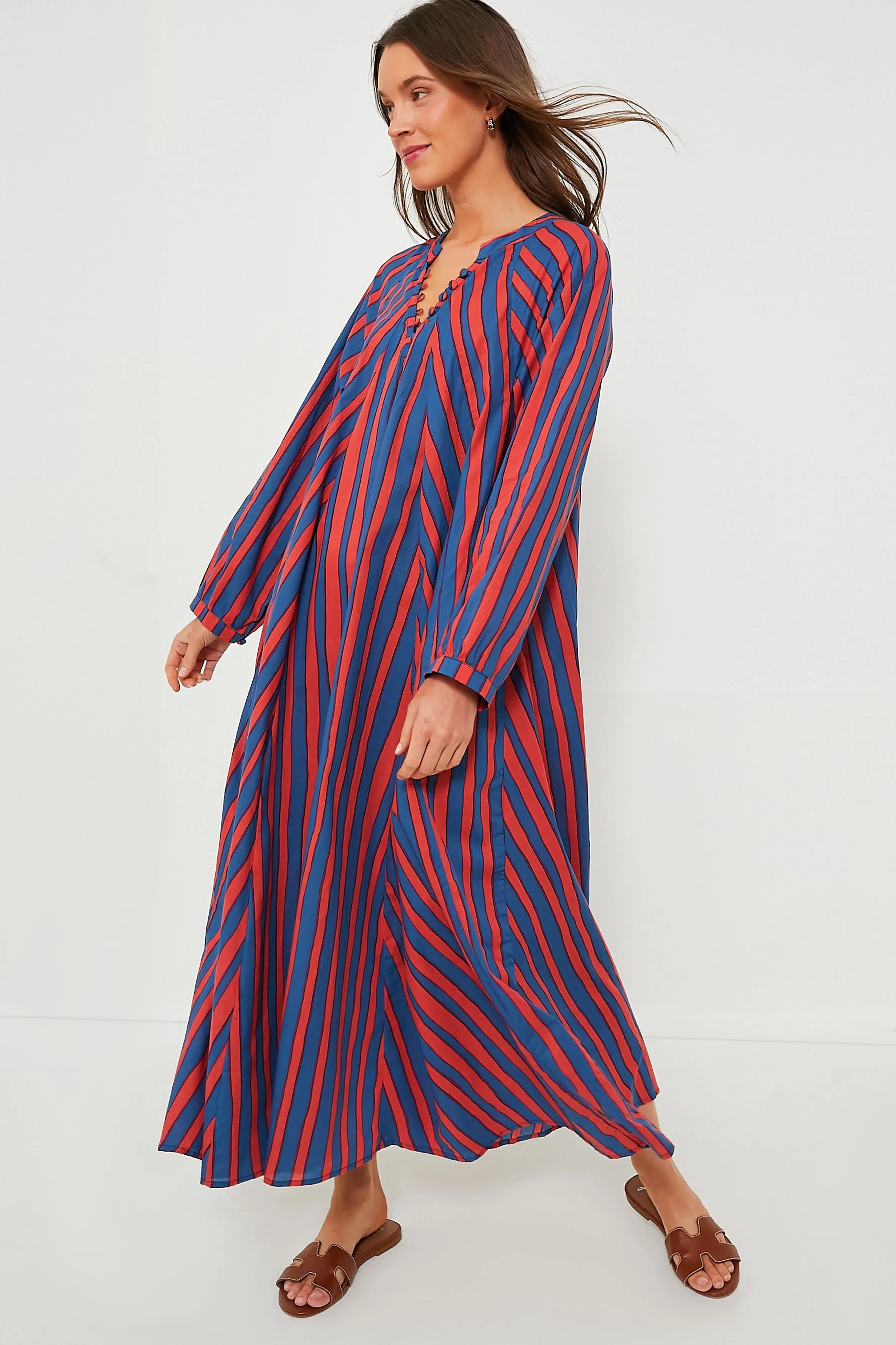 Batik Stripe Blood Orange Fiore Maxi Dress sold by Tuckernuck product image thumbnail 3