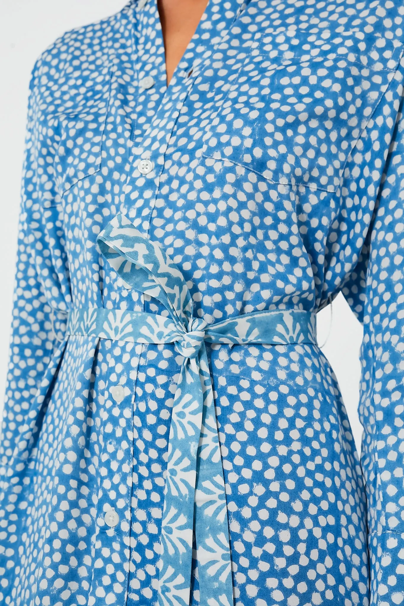 Painterly Dots Blue Ry Shirtdress sold by Tuckernuck product image thumbnail 4