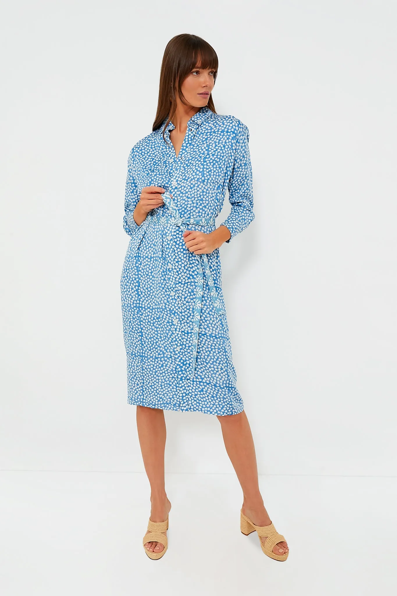 Painterly Dots Blue Ry Shirtdress sold by Tuckernuck product image thumbnail 2