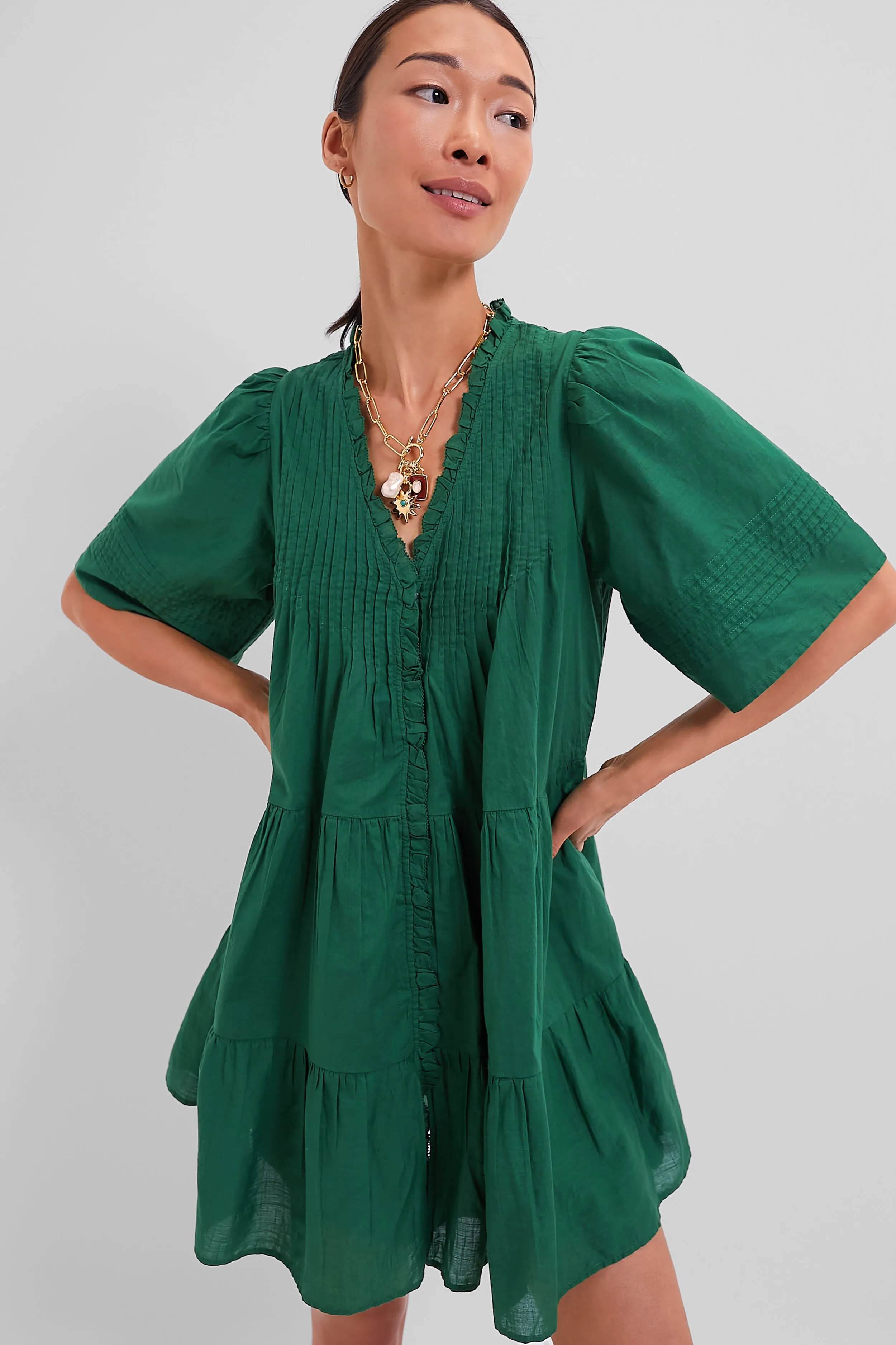 Emerald Renata Solid Shortsleeve Dress sold by Tuckernuck