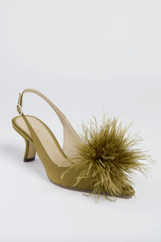 Olive Bianka Feather Heels sold by Tuckernuck