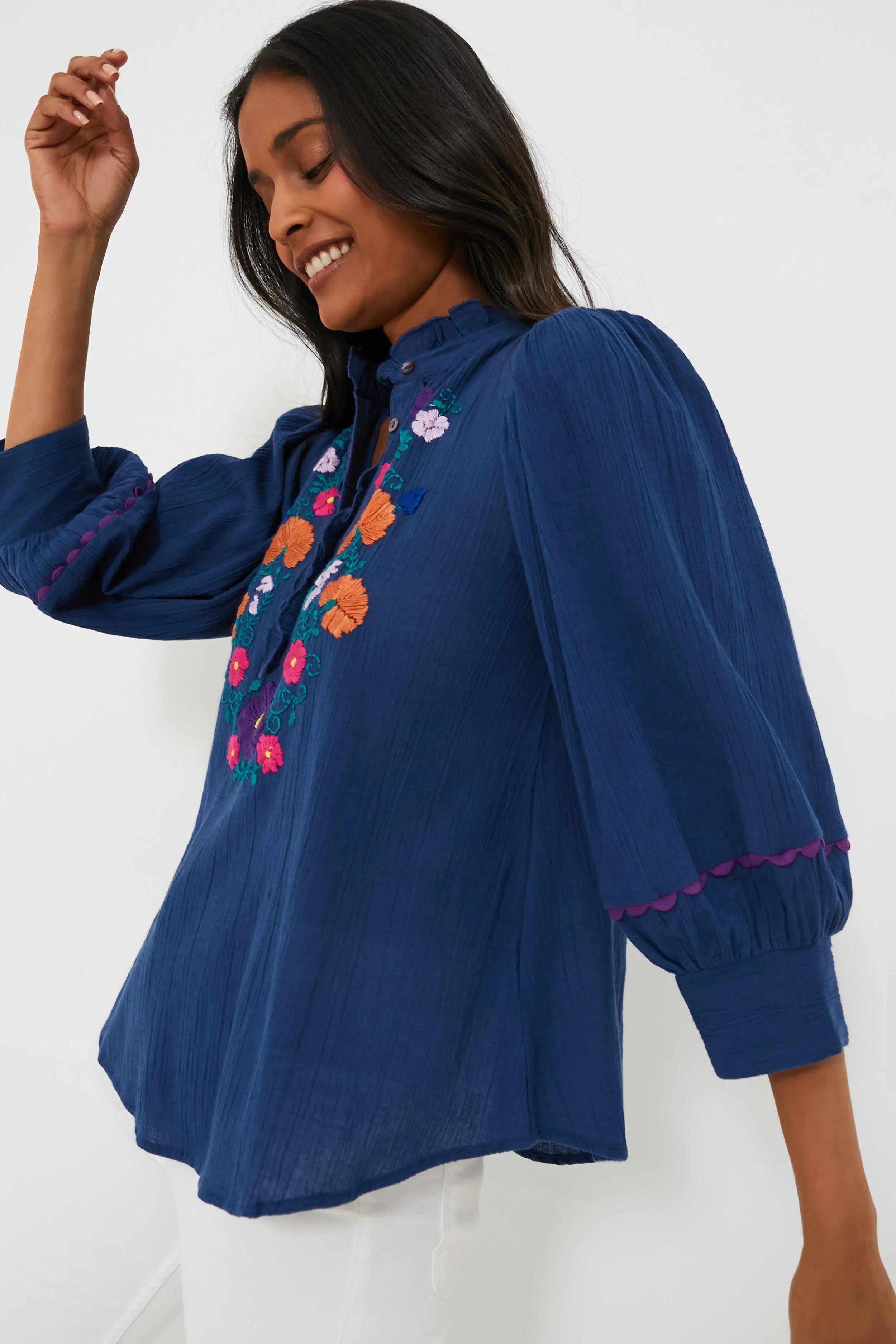 Blue Clotilda Blouse sold by Tuckernuck product image thumbnail 3