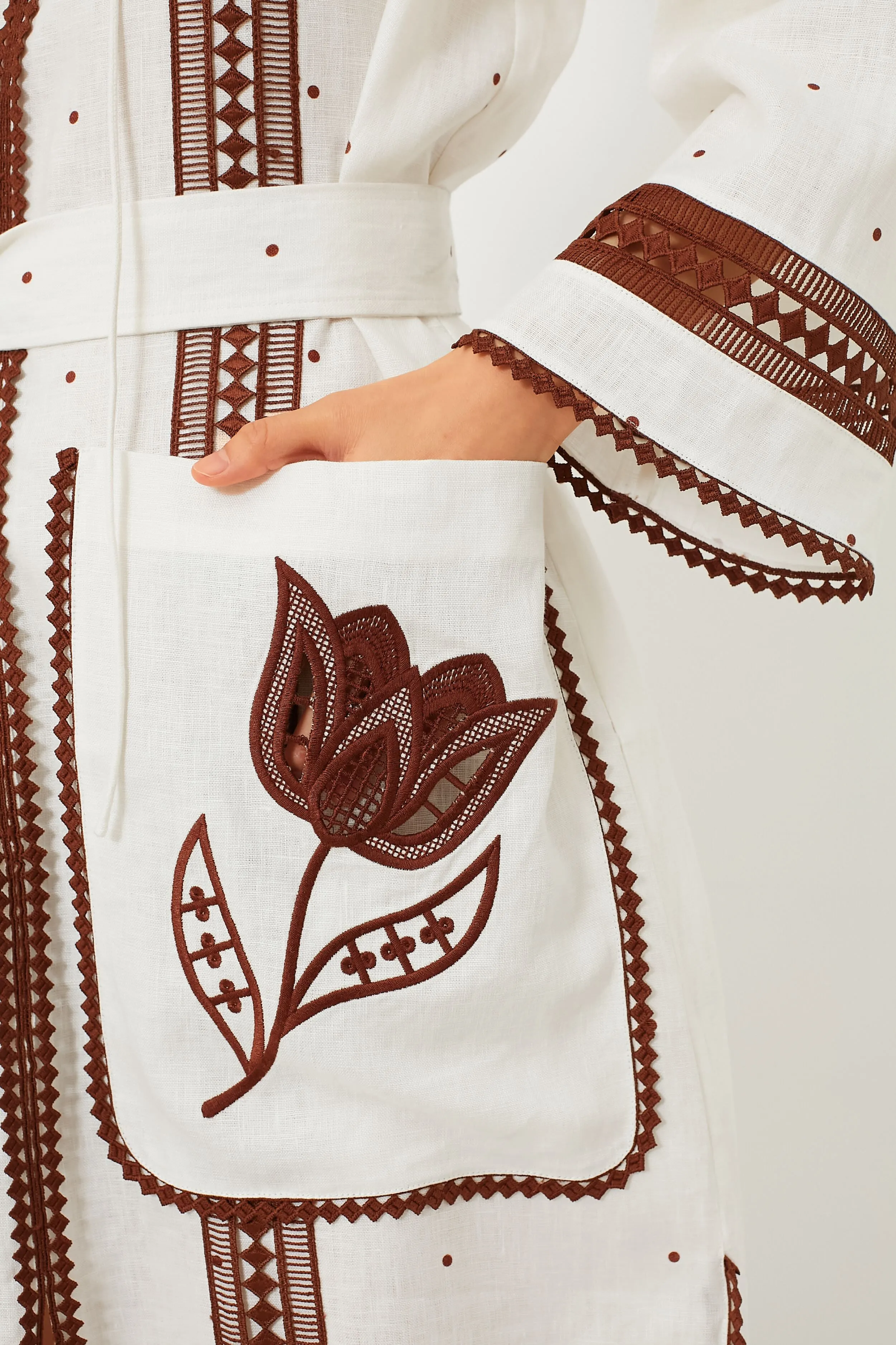 Antique White and Chocolate Embroidered Tulip Dress sold by Tuckernuck product image thumbnail 5