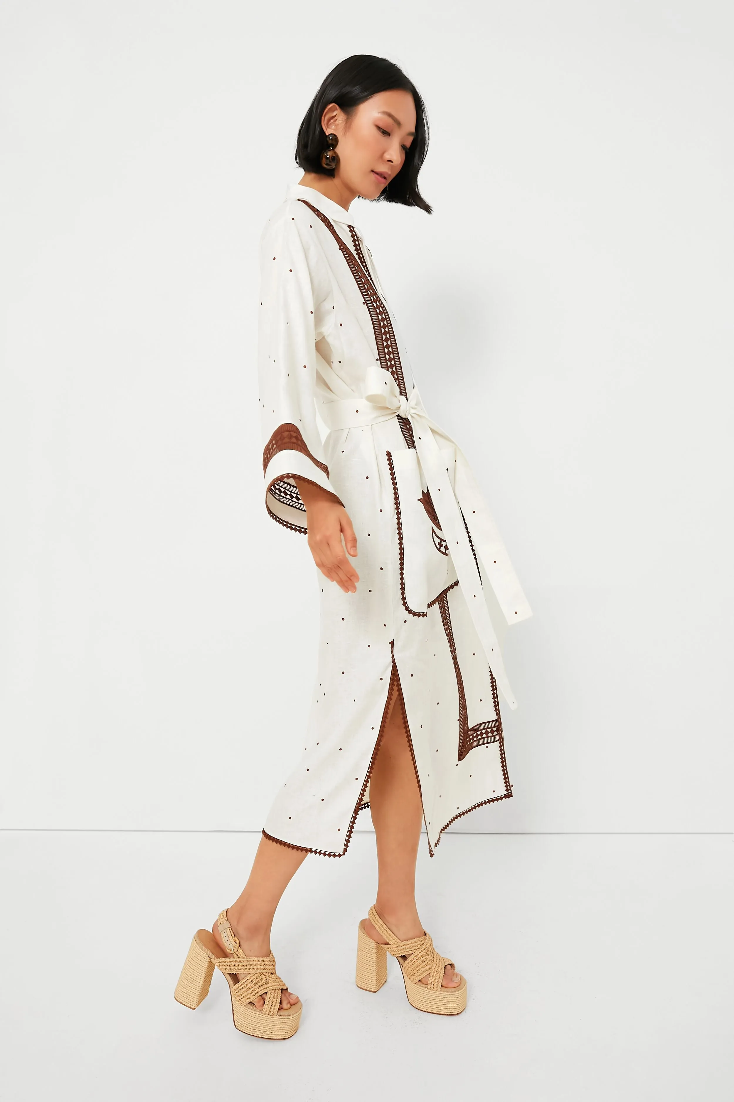 Antique White and Chocolate Embroidered Tulip Dress sold by Tuckernuck product image thumbnail 3