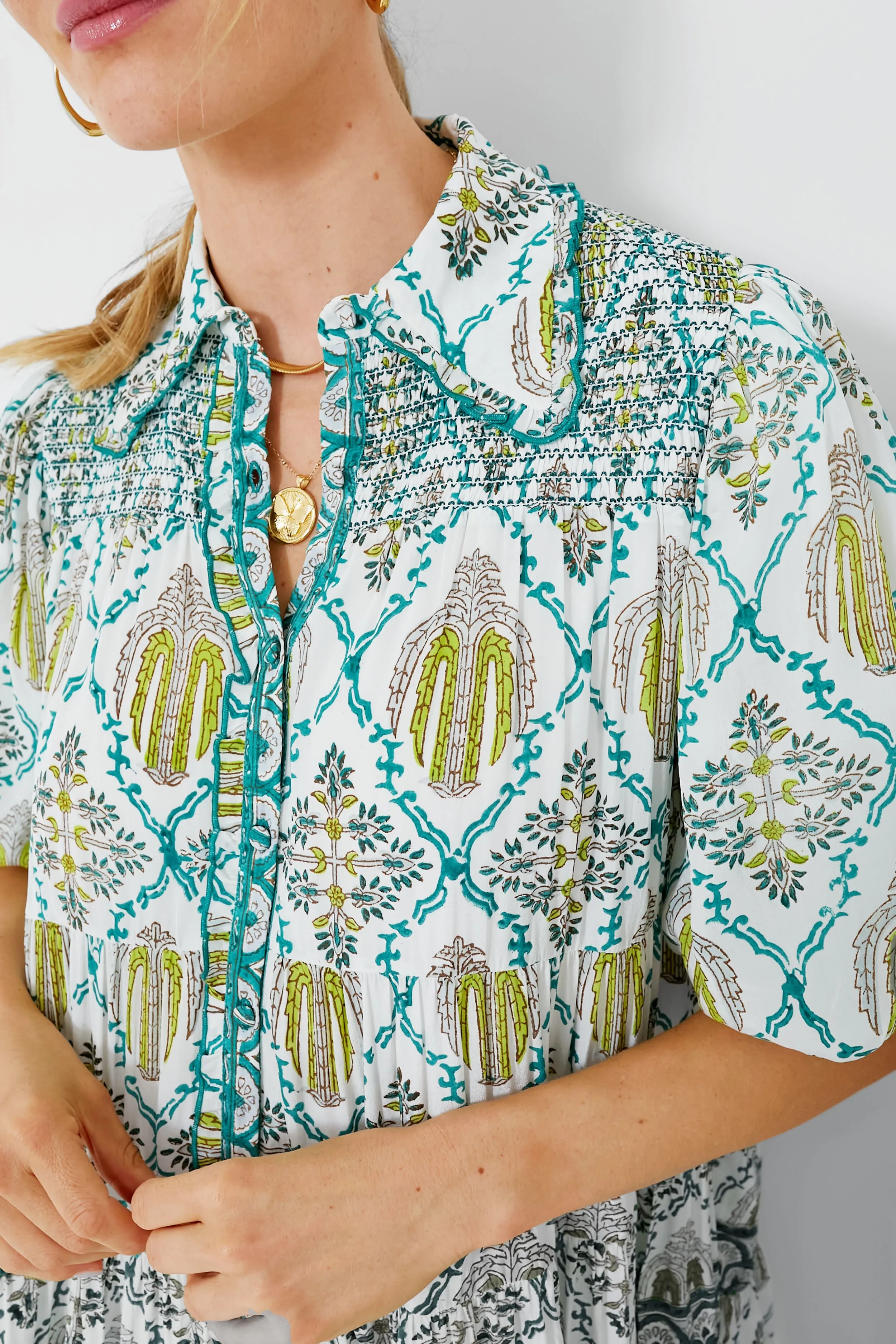 Green Zinnia Shirt Dress sold by Tuckernuck product image thumbnail 5