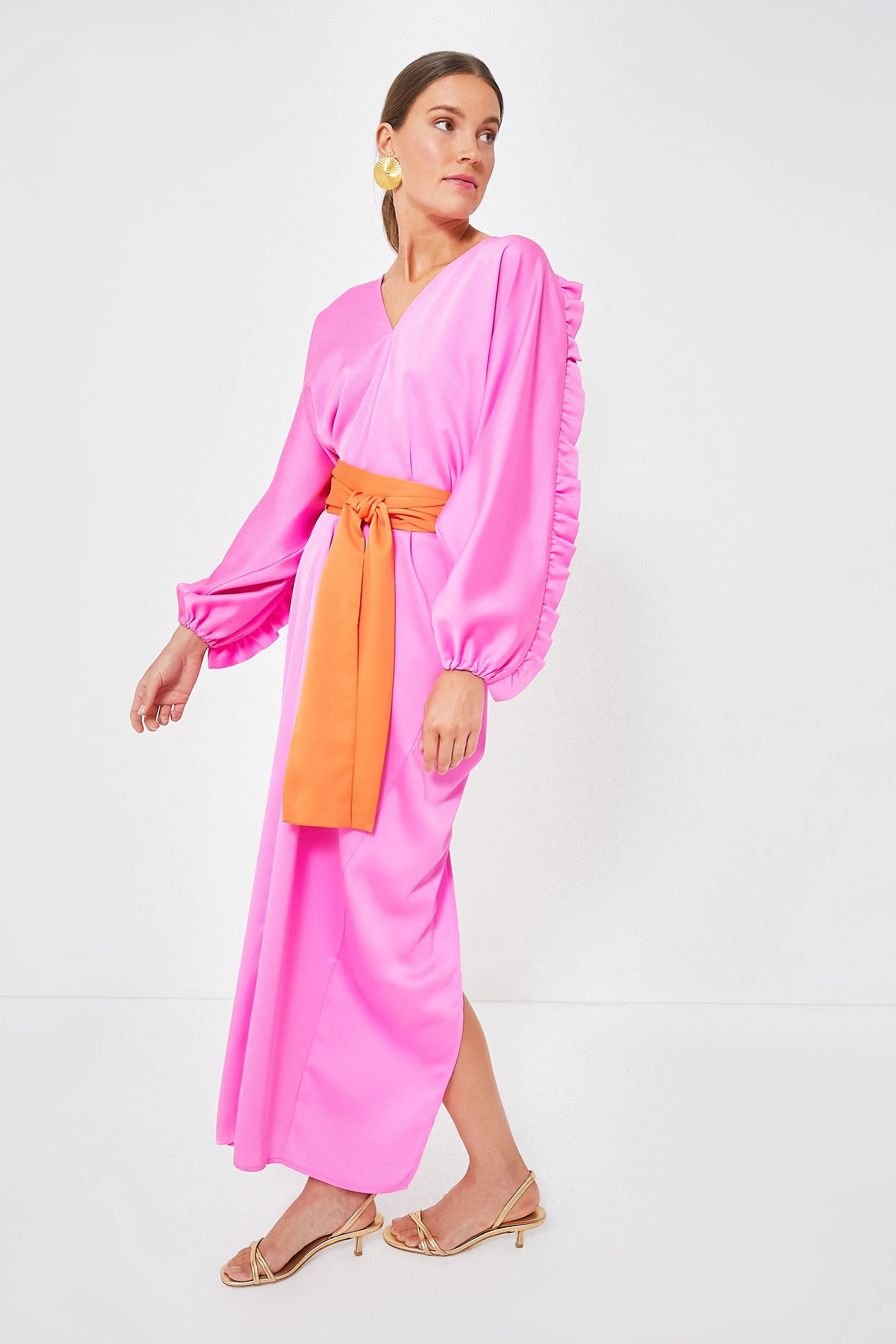 Pink V-Neck Tie Belt Kaftan sold by Tuckernuck product image thumbnail 3