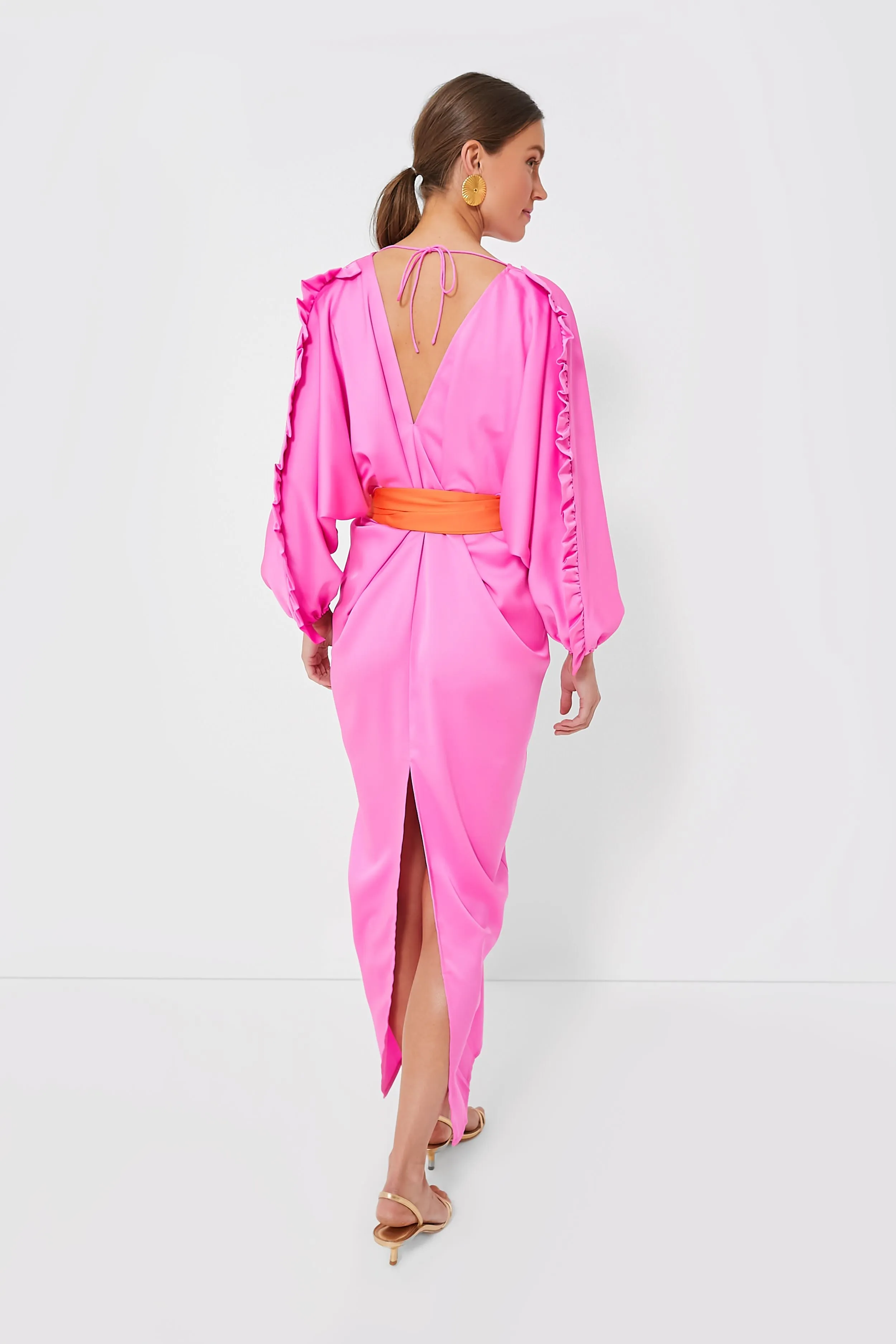 Pink V-Neck Tie Belt Kaftan sold by Tuckernuck product image thumbnail 4