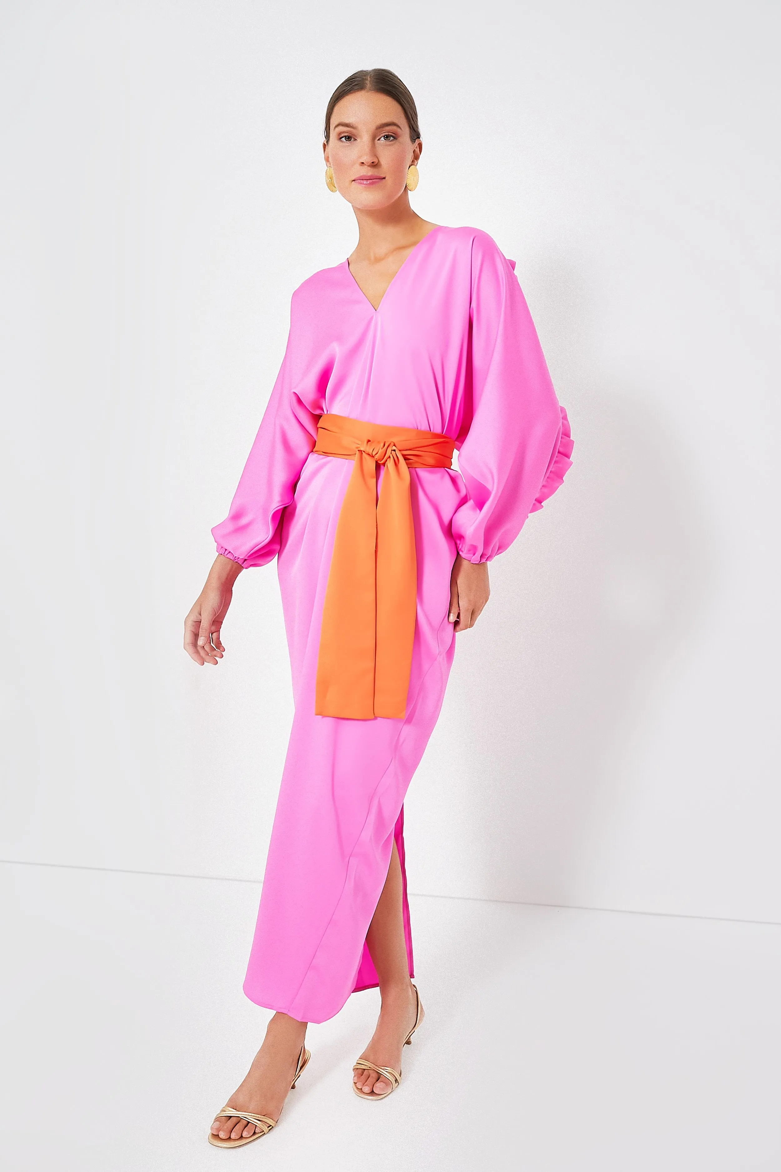 Pink V-Neck Tie Belt Kaftan sold by Tuckernuck