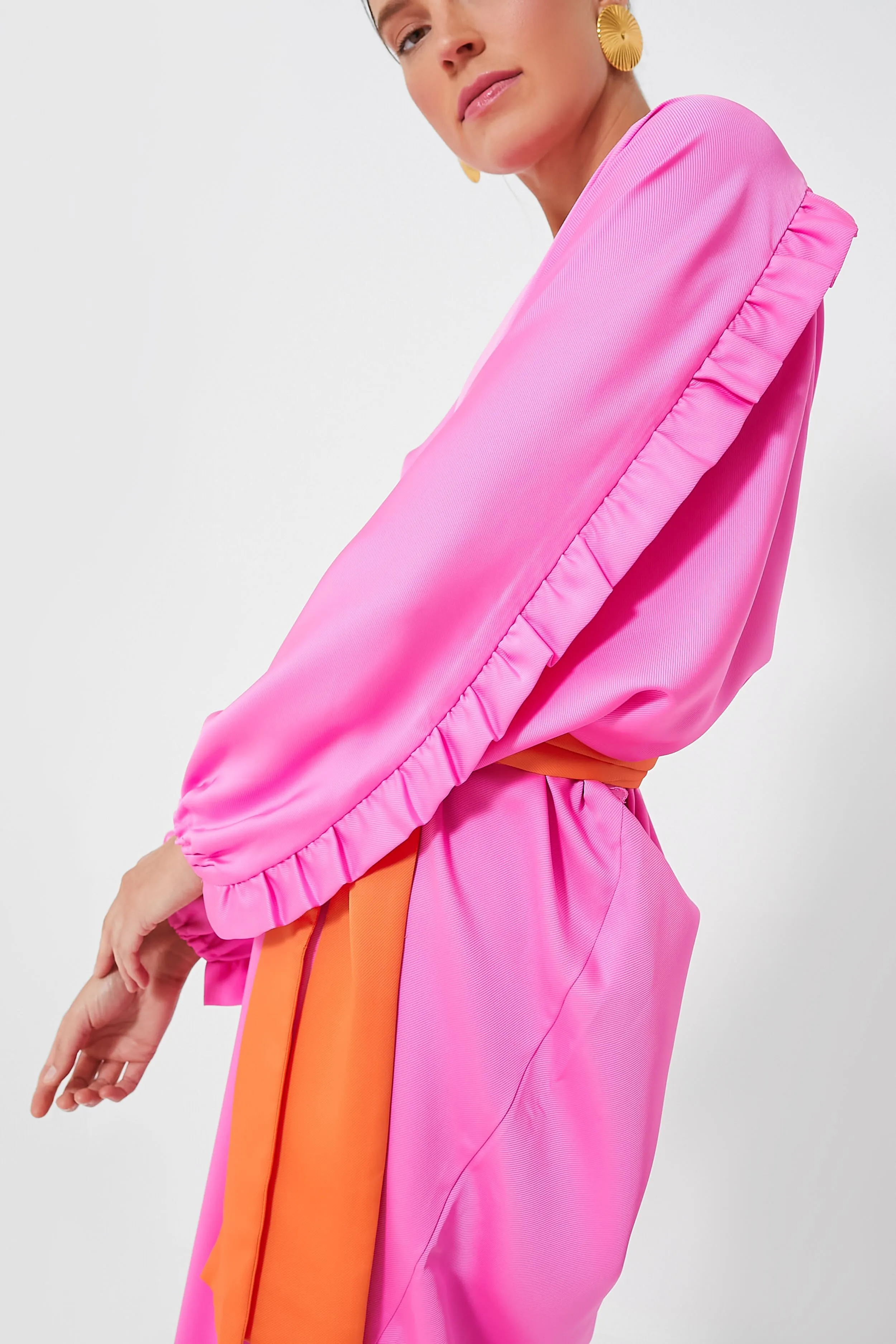 Pink V-Neck Tie Belt Kaftan sold by Tuckernuck product image thumbnail 5