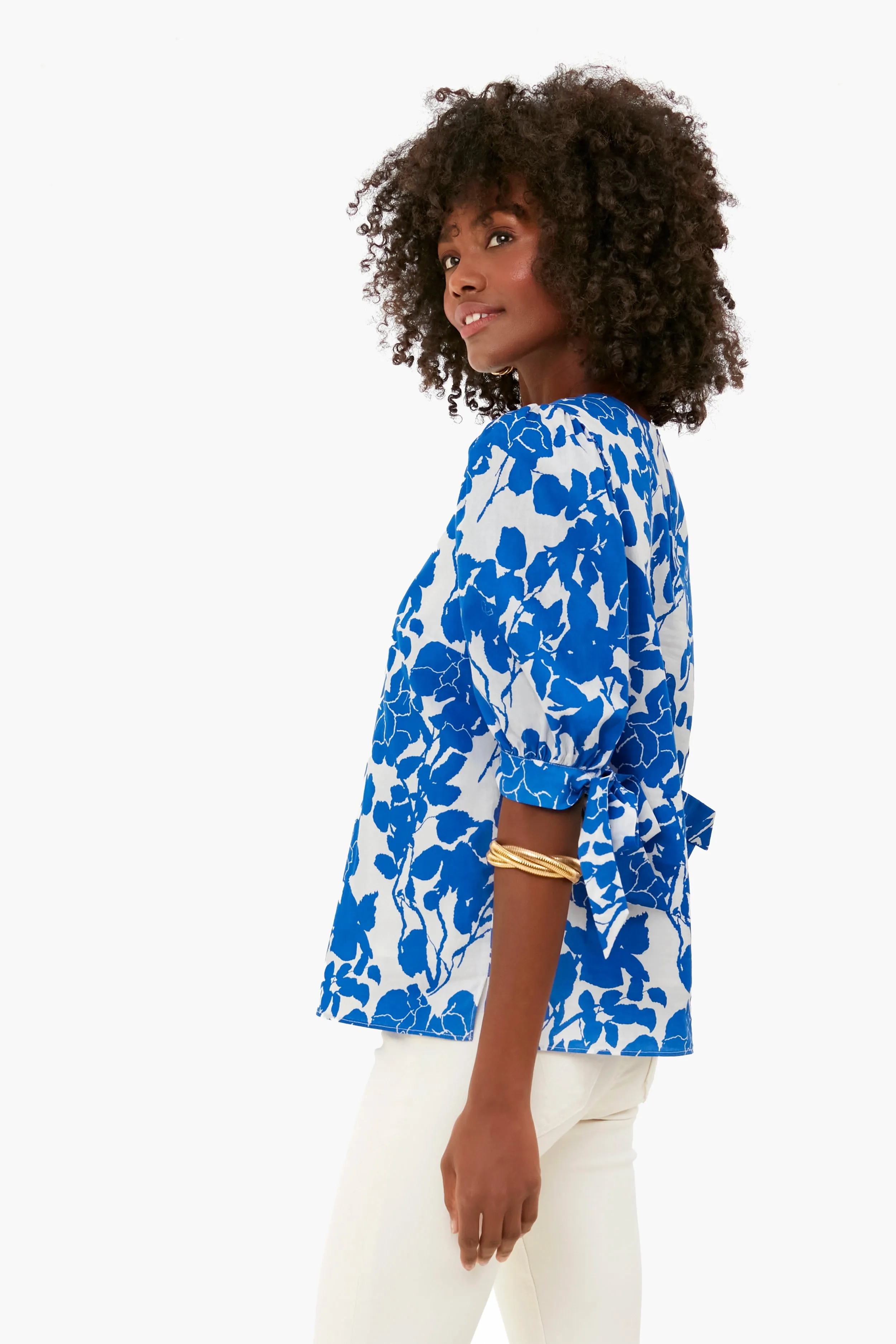 Blue Floral Fiona Blouse sold by Tuckernuck product image thumbnail 3