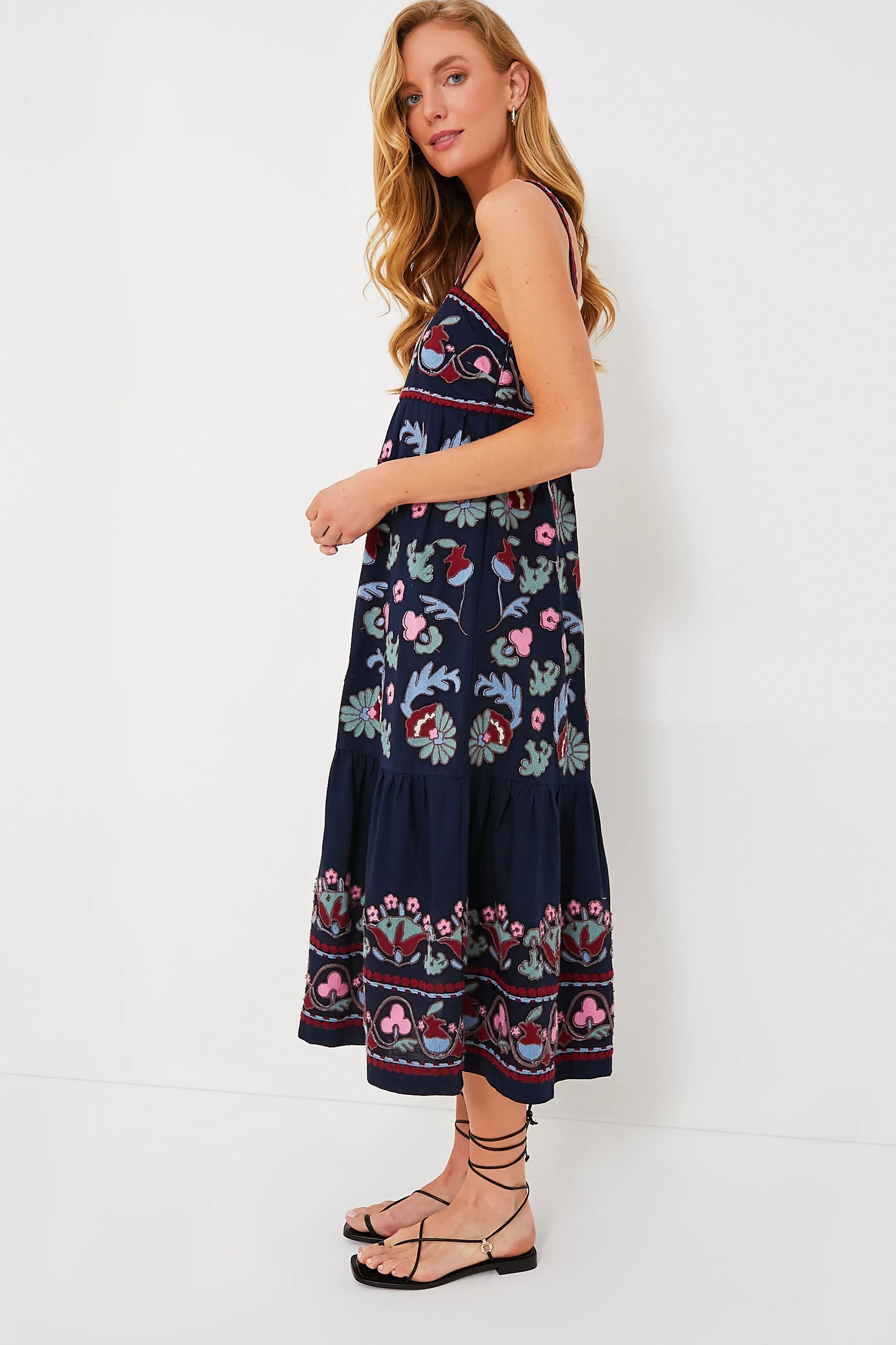 Navy Eclisse Embroidery Slip Dress sold by Tuckernuck product image thumbnail 3