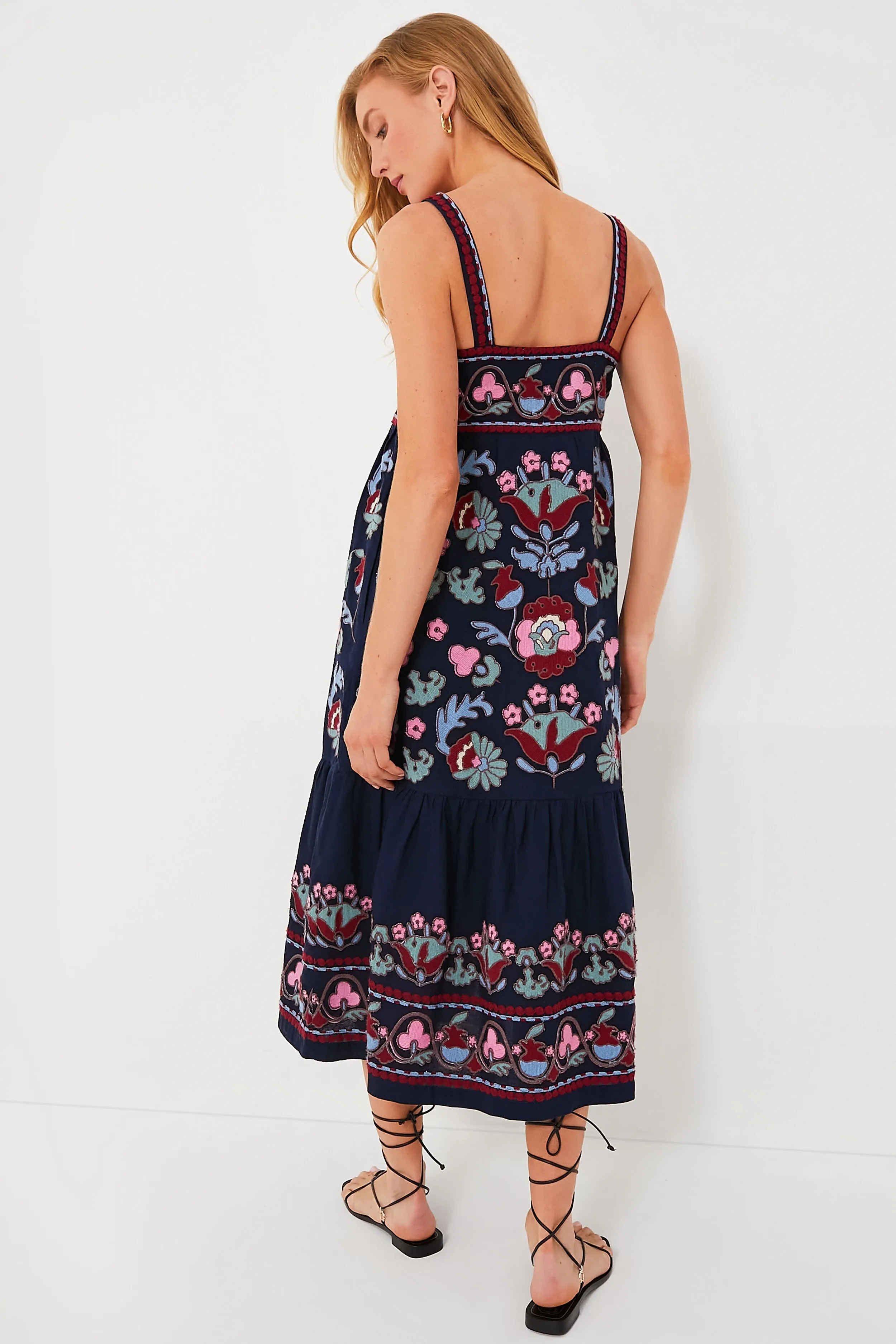 Navy Eclisse Embroidery Slip Dress sold by Tuckernuck product image thumbnail 4