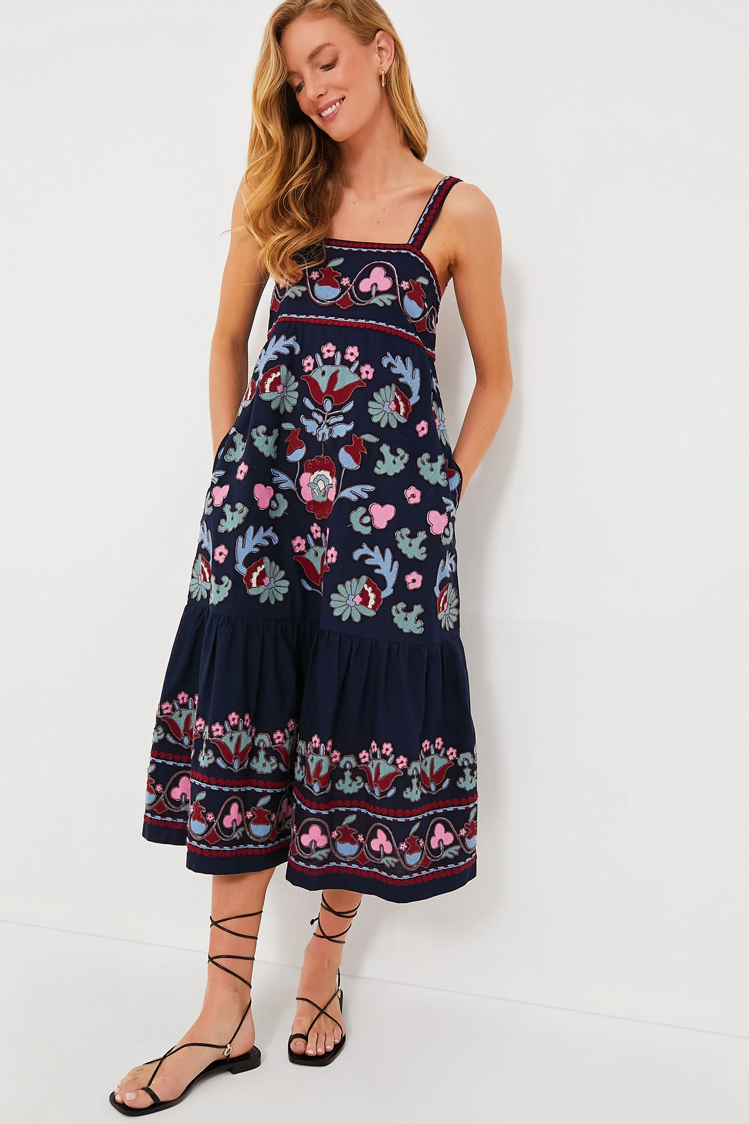 Navy Eclisse Embroidery Slip Dress sold by Tuckernuck