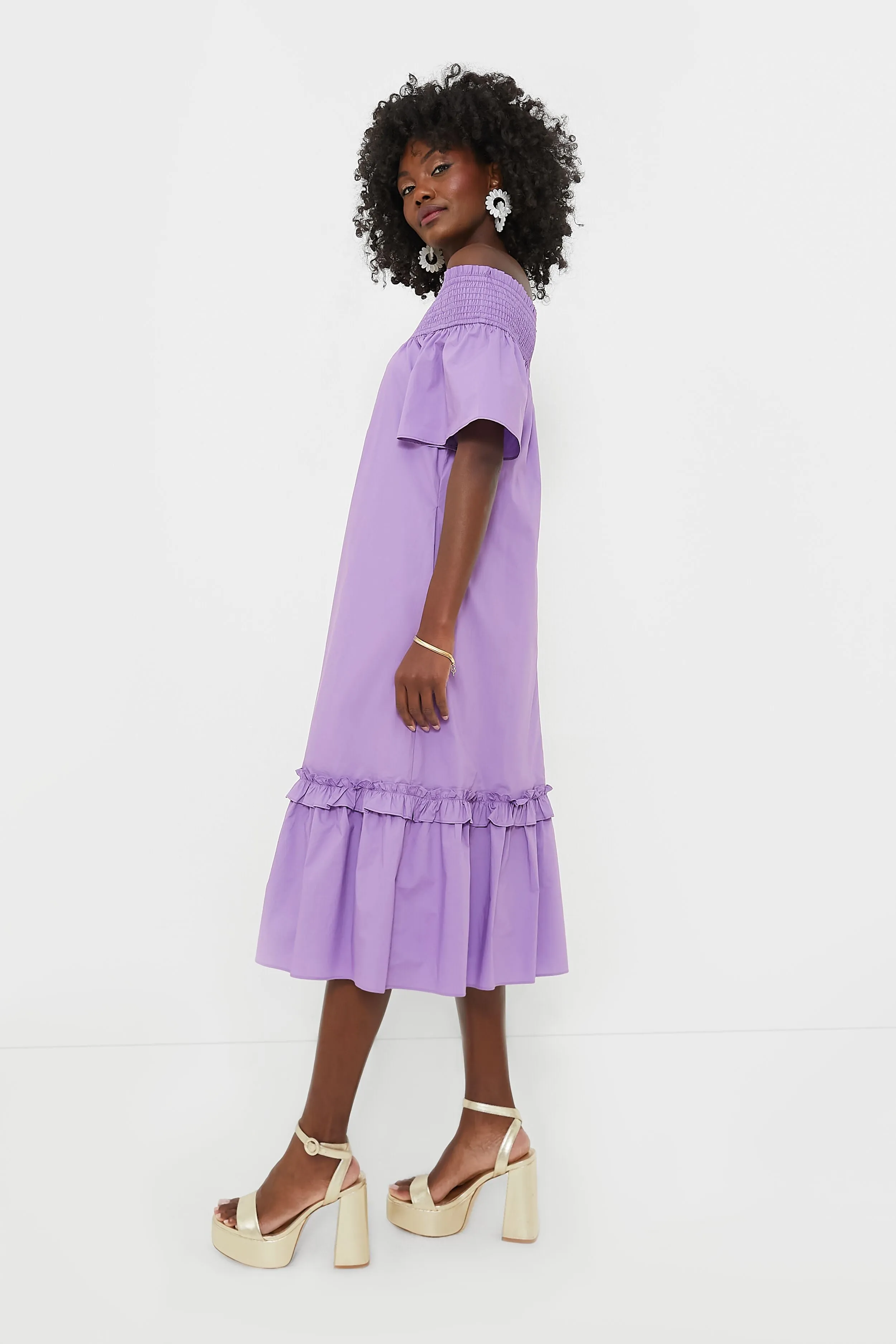 Purple Shirred Capri Midi Dress sold by Tuckernuck product image thumbnail 3