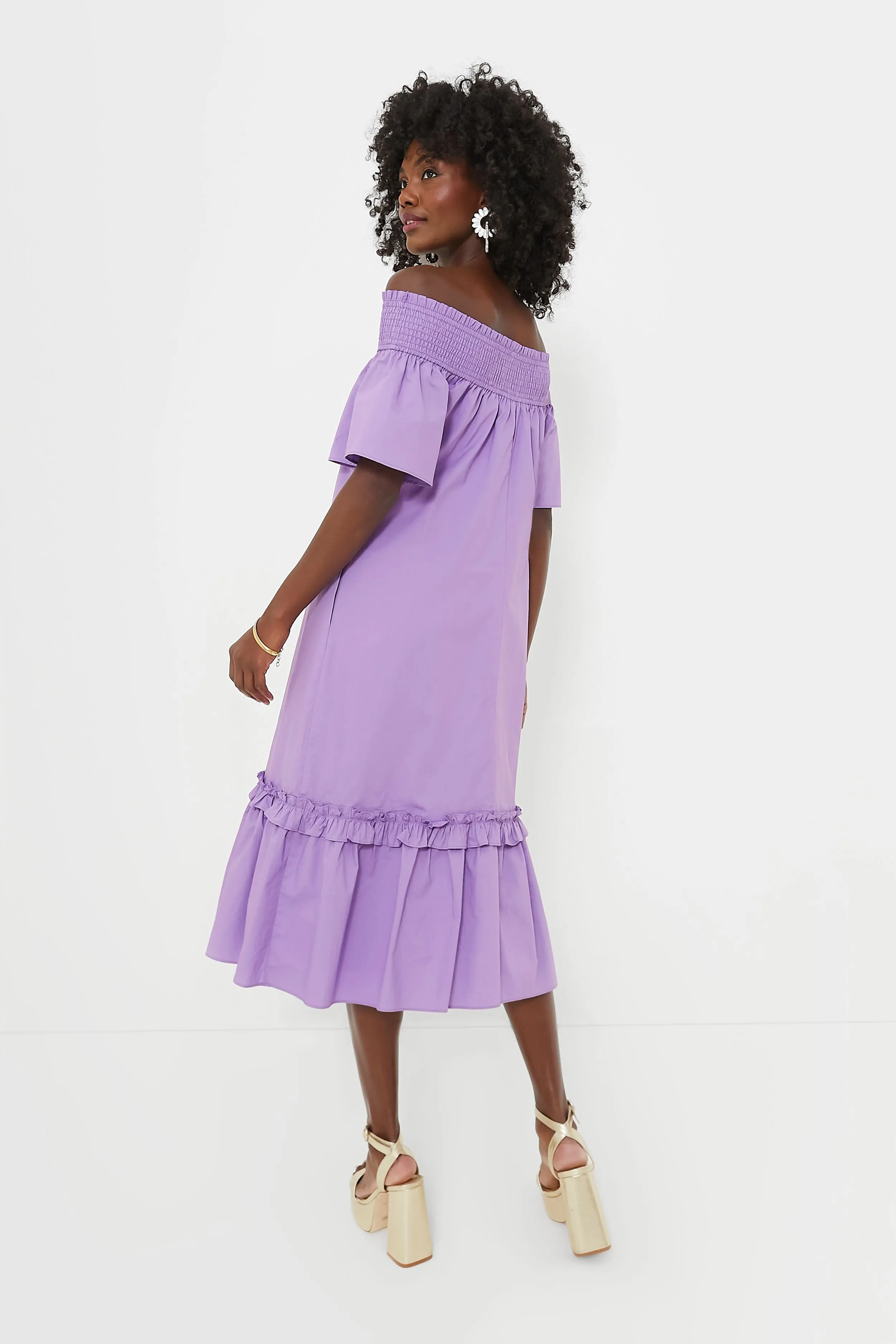 Purple Shirred Capri Midi Dress sold by Tuckernuck product image thumbnail 4