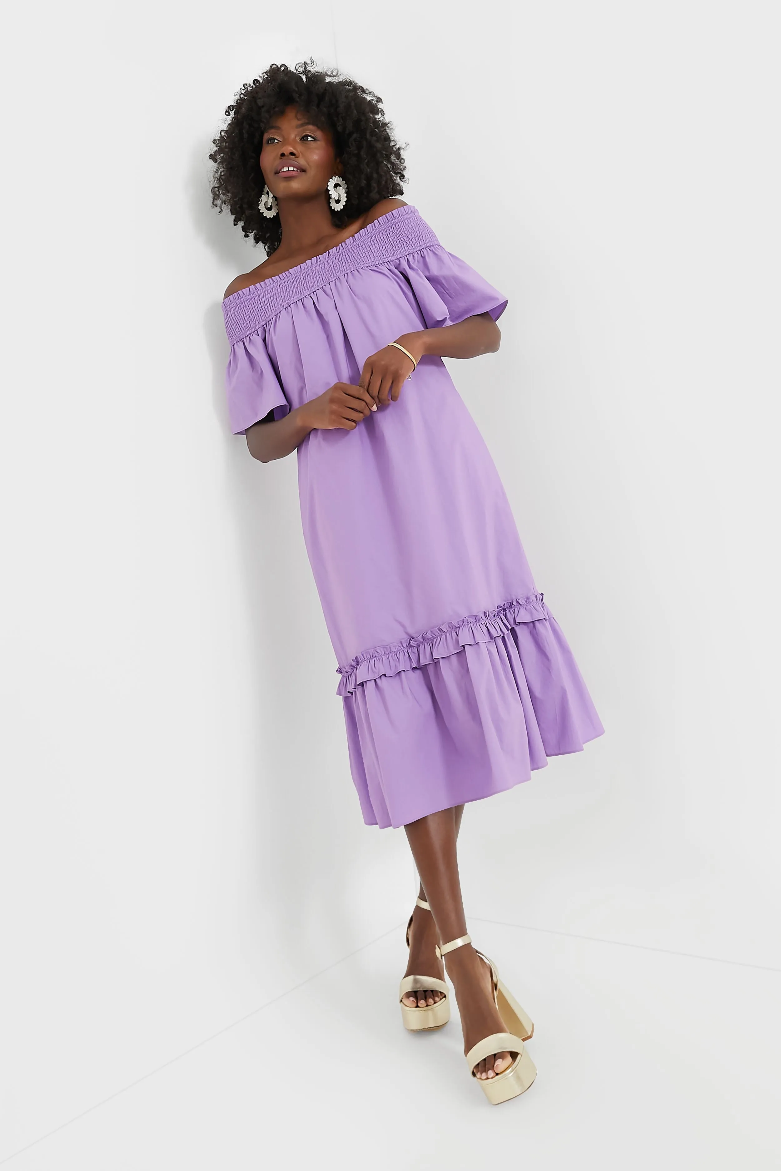 Purple Shirred Capri Midi Dress sold by Tuckernuck product image thumbnail 2