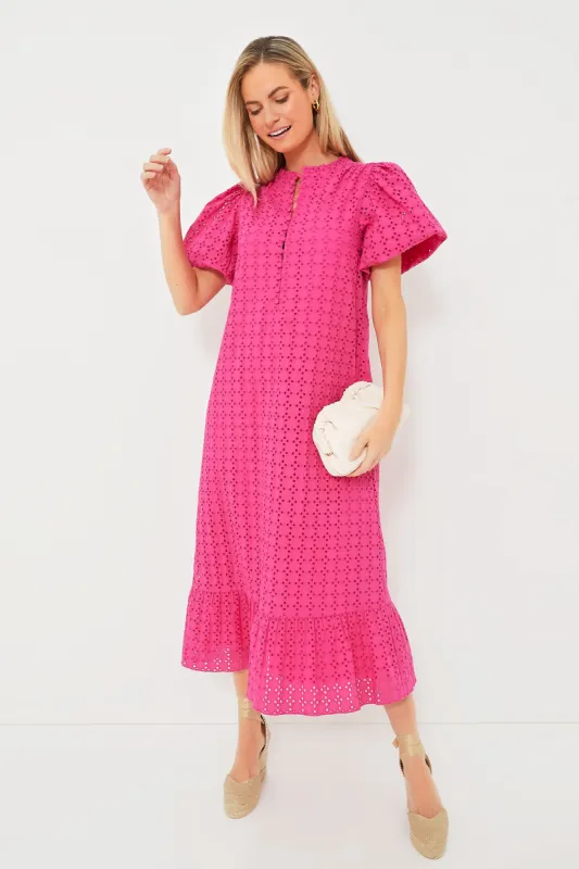 Pink Eyelet Midi Tryall Dress sold by Tuckernuck