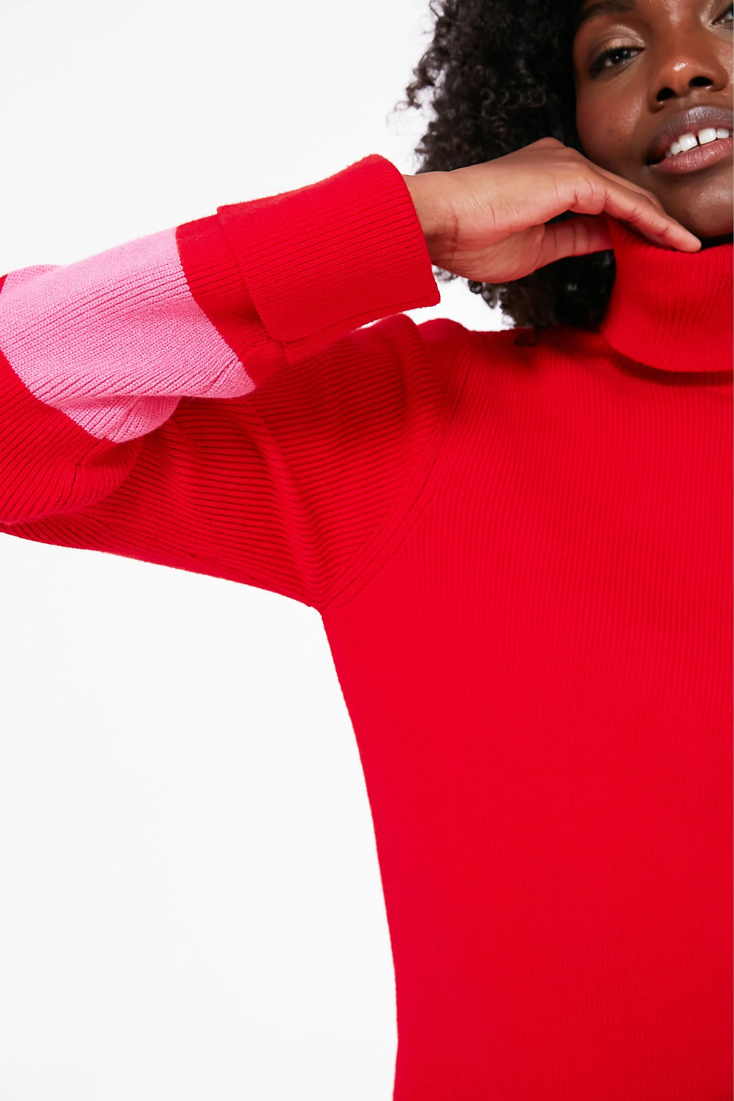 Red and Pink Colorblock Remi Turtleneck sold by Tuckernuck product image thumbnail 5