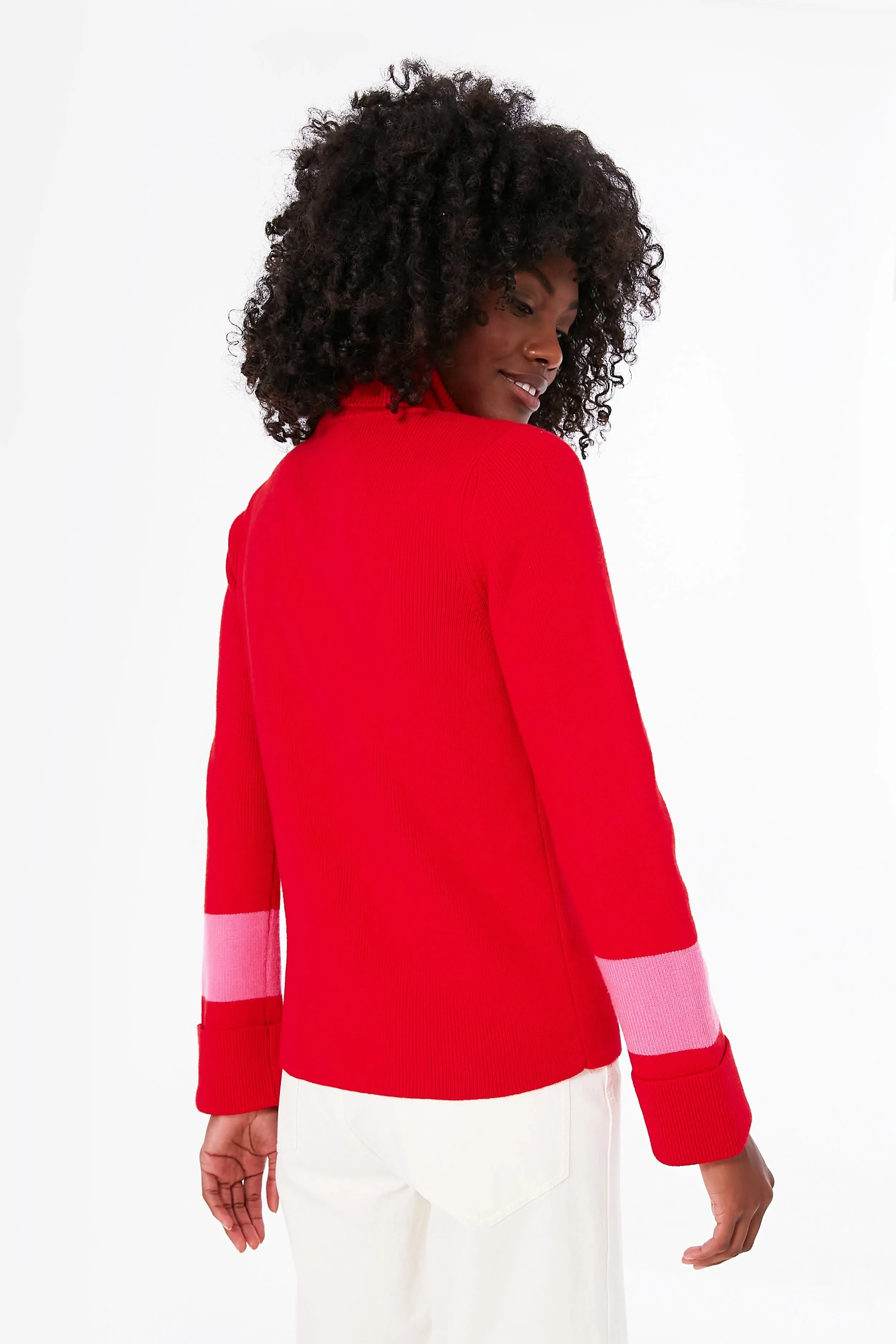 Red and Pink Colorblock Remi Turtleneck sold by Tuckernuck product image thumbnail 4