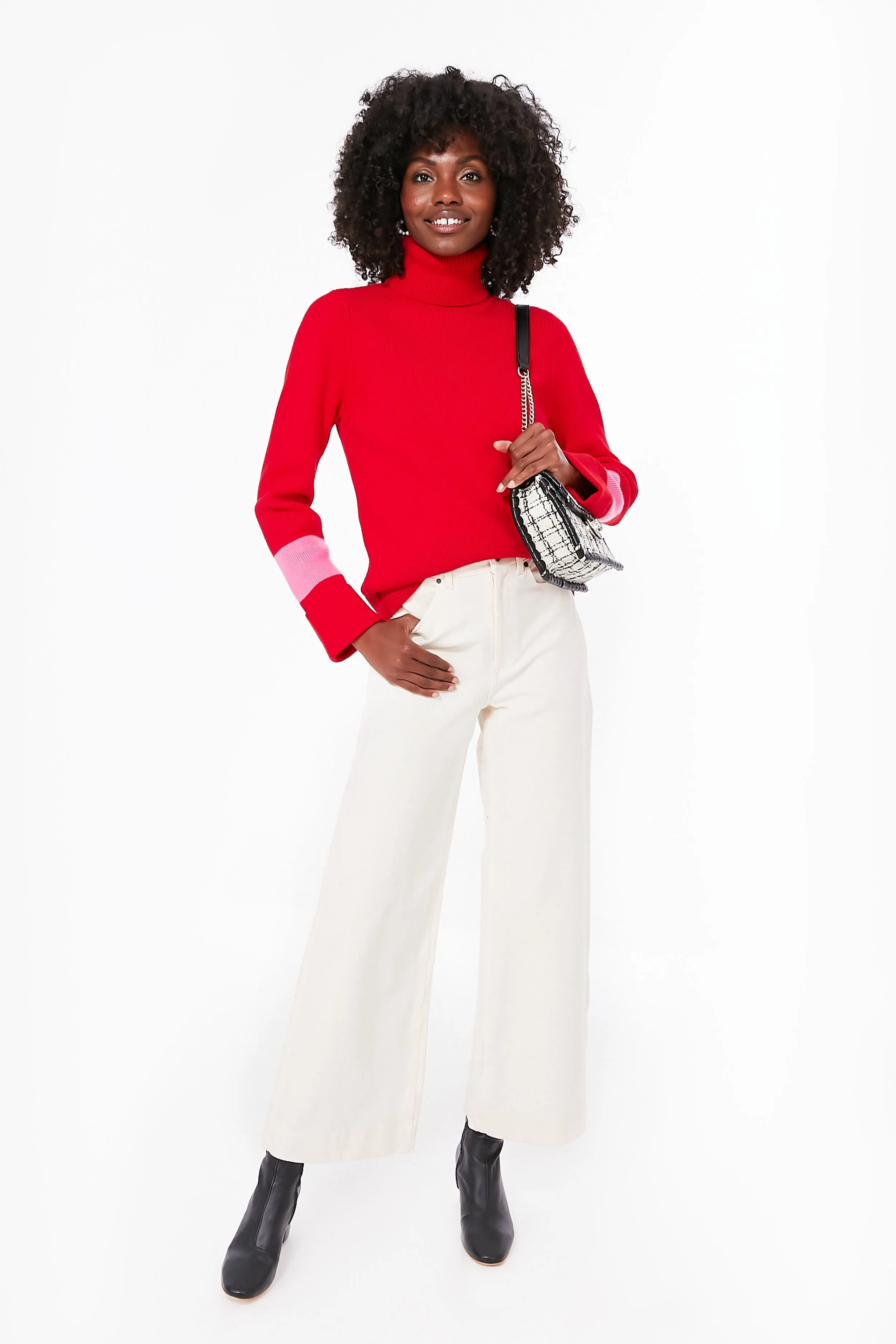 Red and Pink Colorblock Remi Turtleneck sold by Tuckernuck product image thumbnail 2