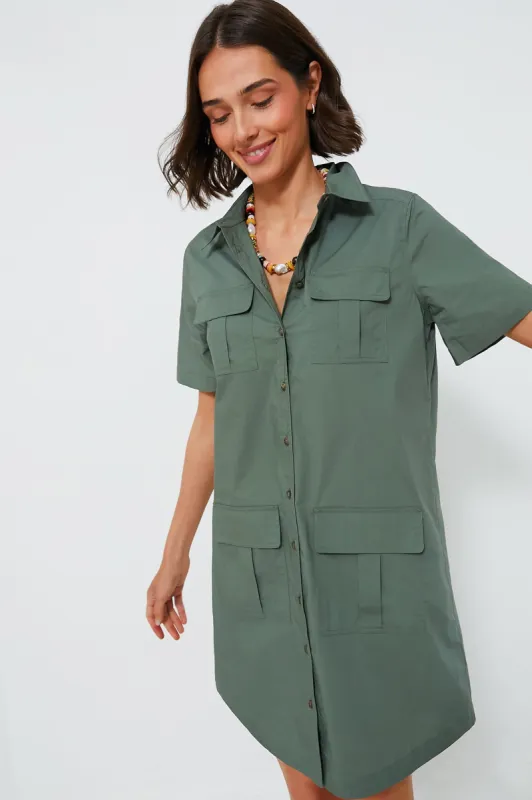 Olive Lightweight Poplin Nala Dress sold by Tuckernuck