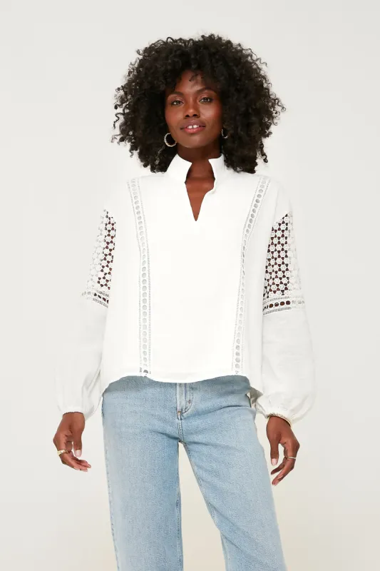 White Eyelet Jane Blouse sold by Tuckernuck