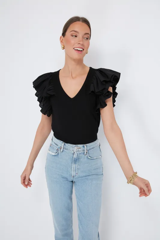 Black Tory Flutter Sleeve Top made by Tuckernuck