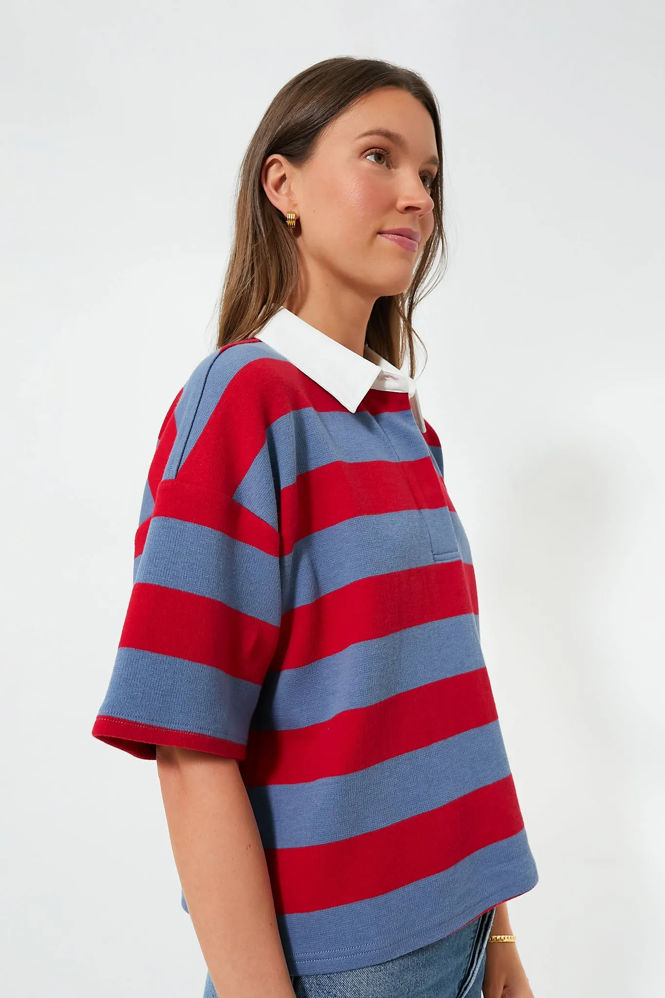 Red Stripe Cotton Wesley Rugby Shirt sold by Tuckernuck product image thumbnail 3