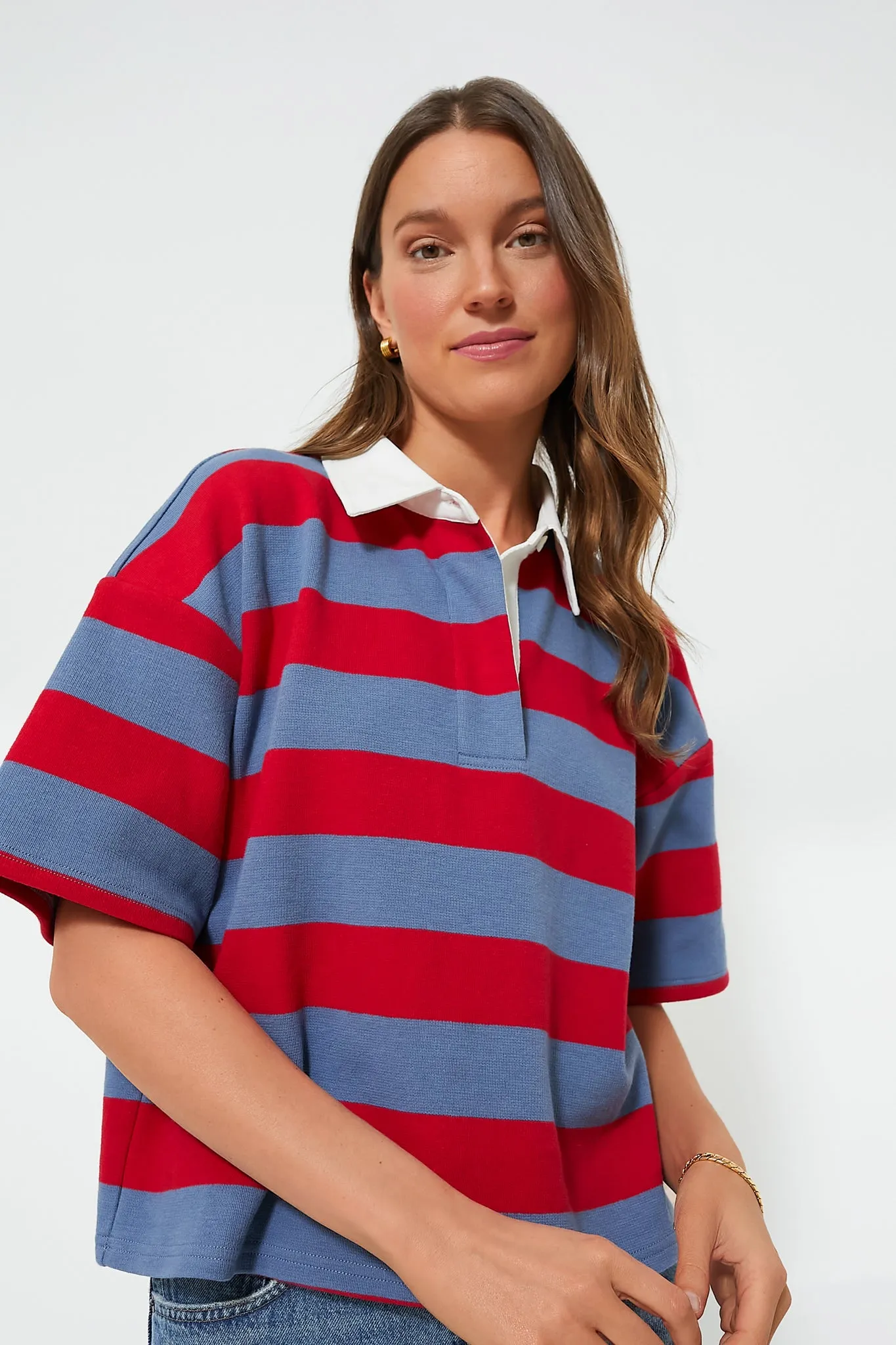 Red Stripe Cotton Wesley Rugby Shirt sold by Tuckernuck