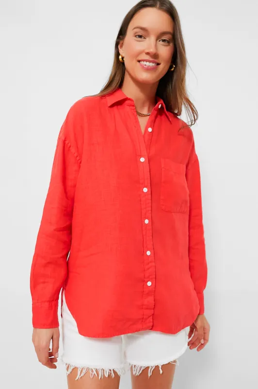 Poppy Red Laguna Linen Relaxed Shirt sold by Tuckernuck
